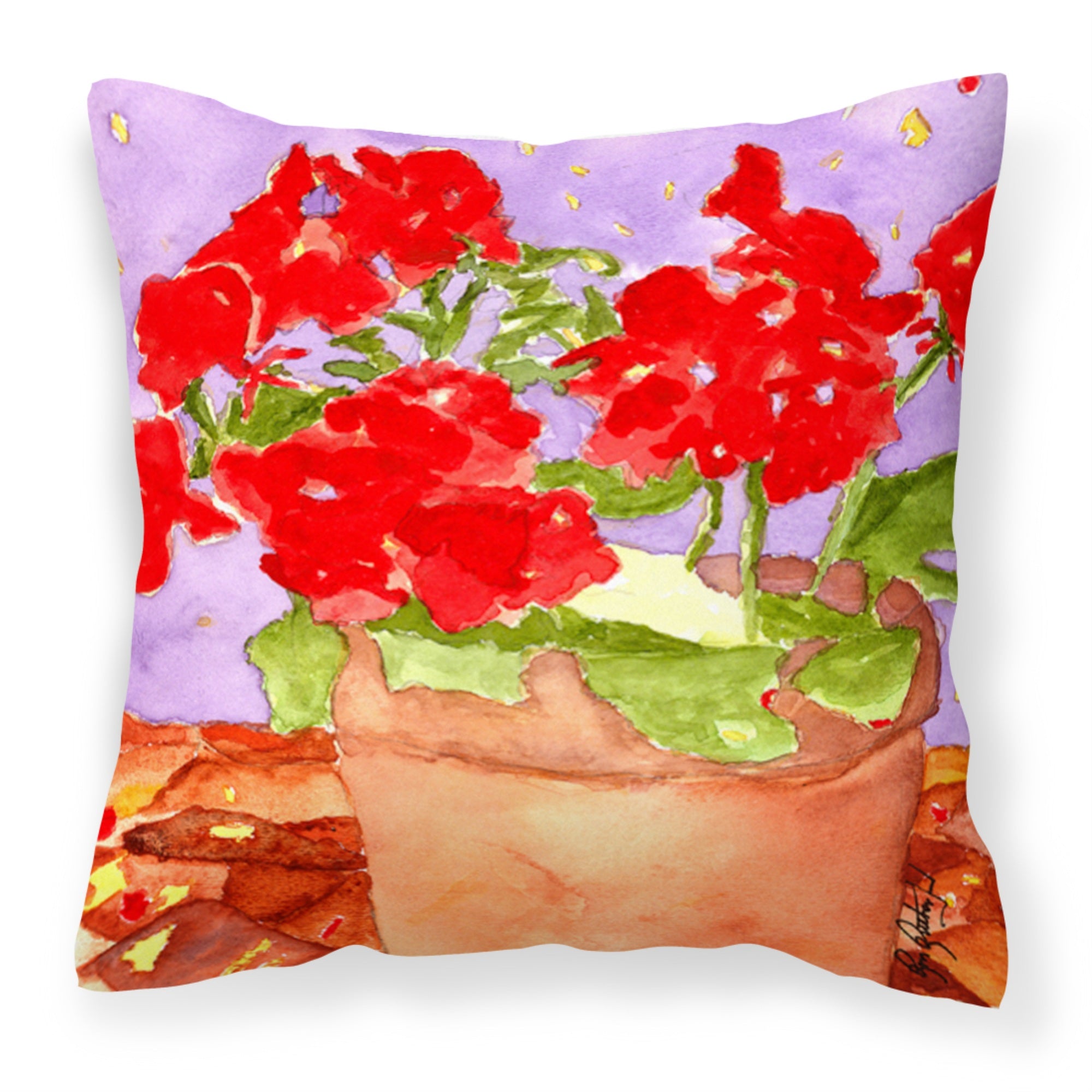 Caroline'S Treasures Rdr2004Pw1414 Flower Geranium Canvas Fabric Decorative Pillow, Large, Multicolor