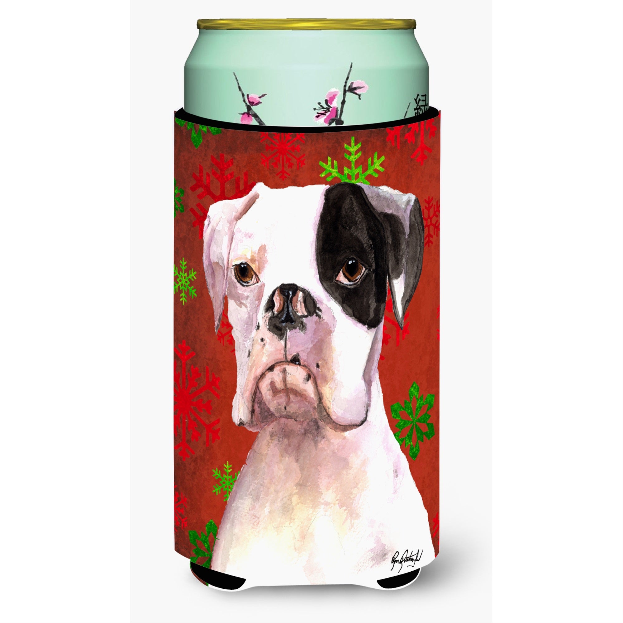 Cooper Red Snowflakes Boxer Tall Boy Beverage Insulator Beverage Insulator Hugger Rdr3004Tbc