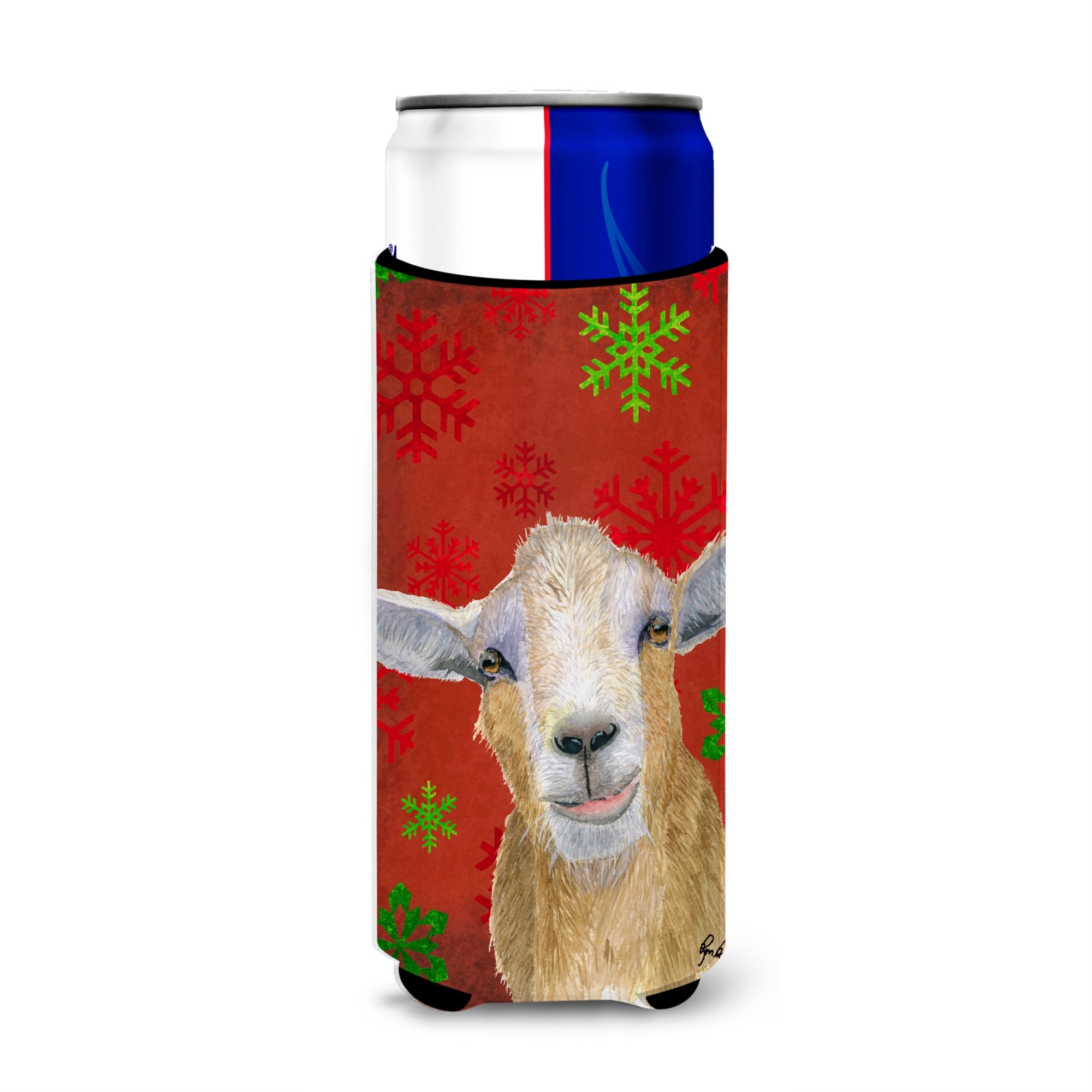 Red Snowflakes Goat Christmas Ultra Beverage Insulators For Slim Cans  Rdr3024Muk