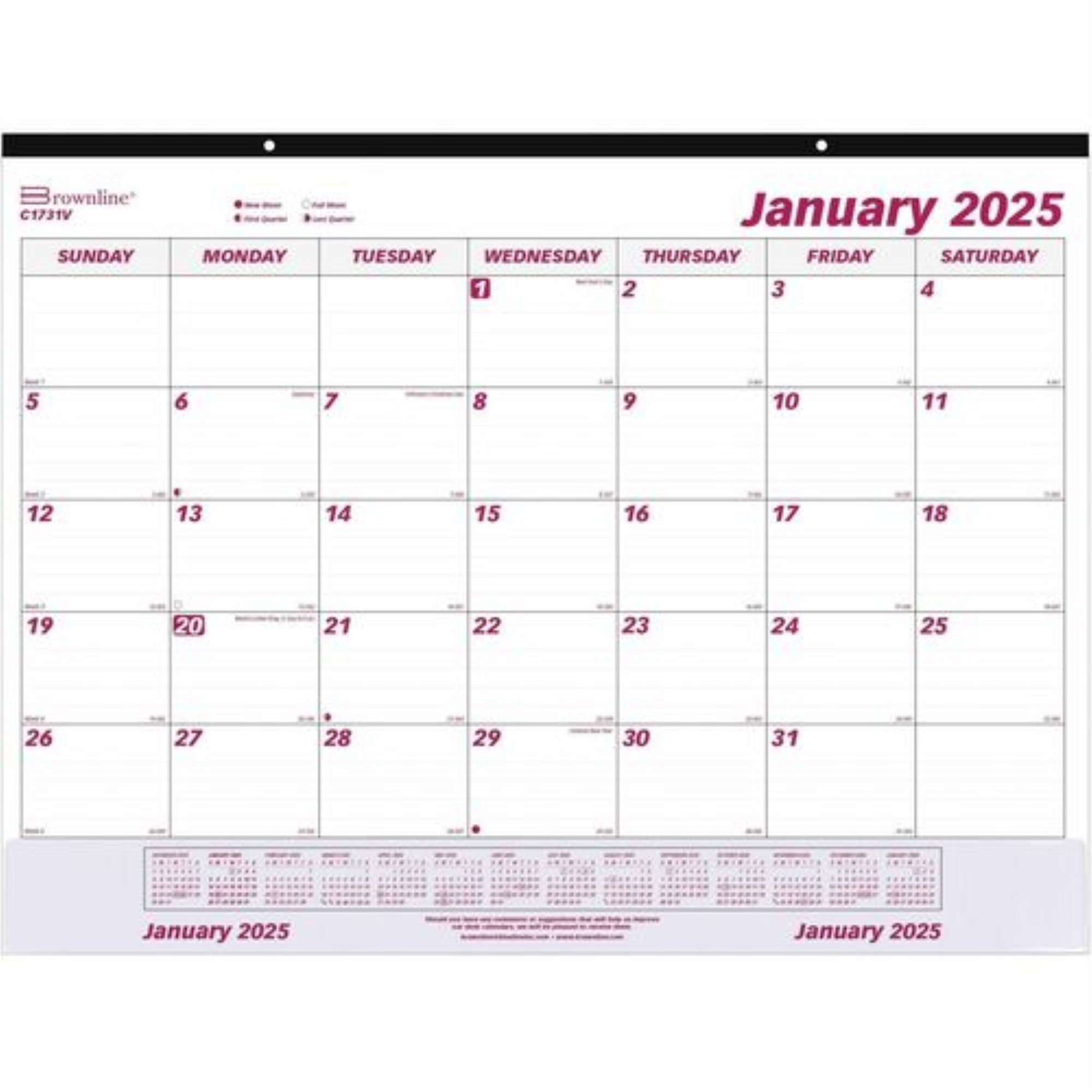 Brownline Vinyl Strip Monthly Desk Pad