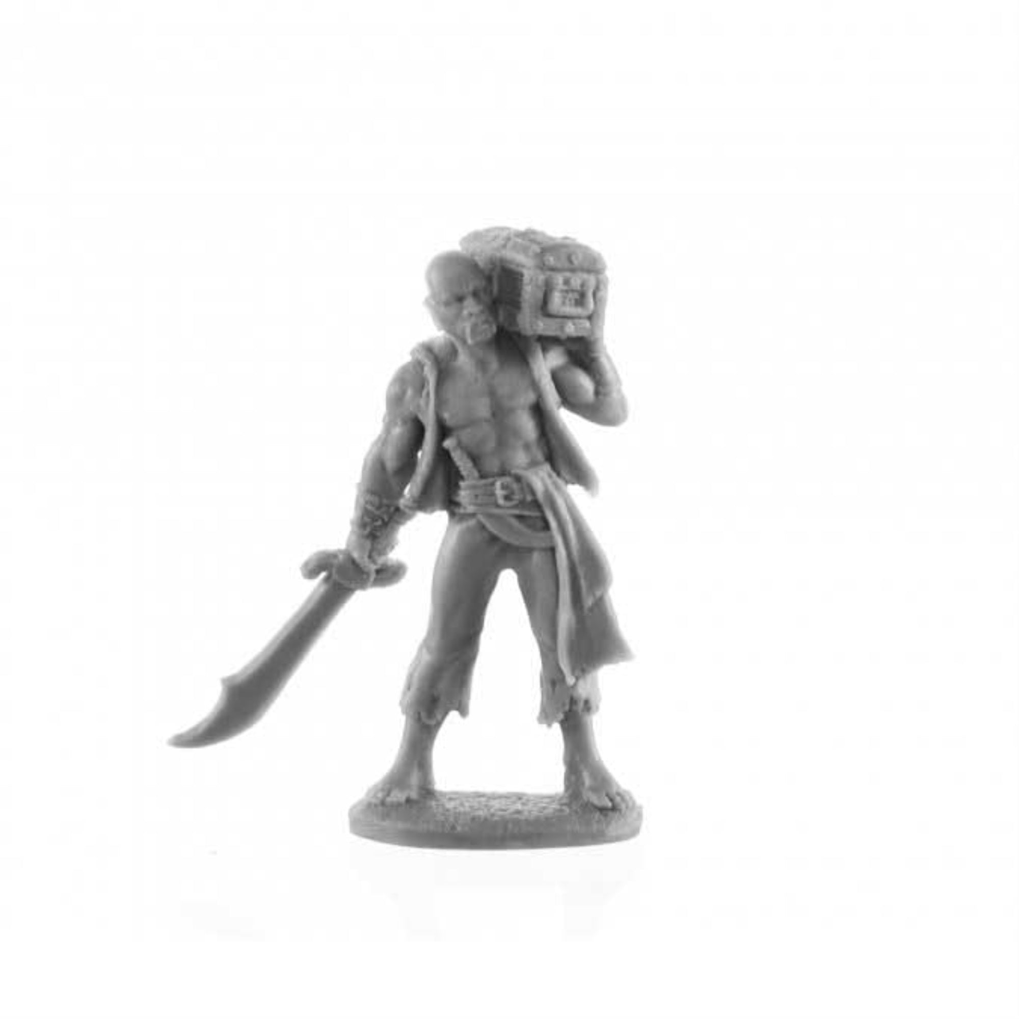 Dark Heaven Legends Pirate With Treasure Chest Miniature Figure 25Mm Heroic Scale Reaper Bones Usa Reaper Miniatures
