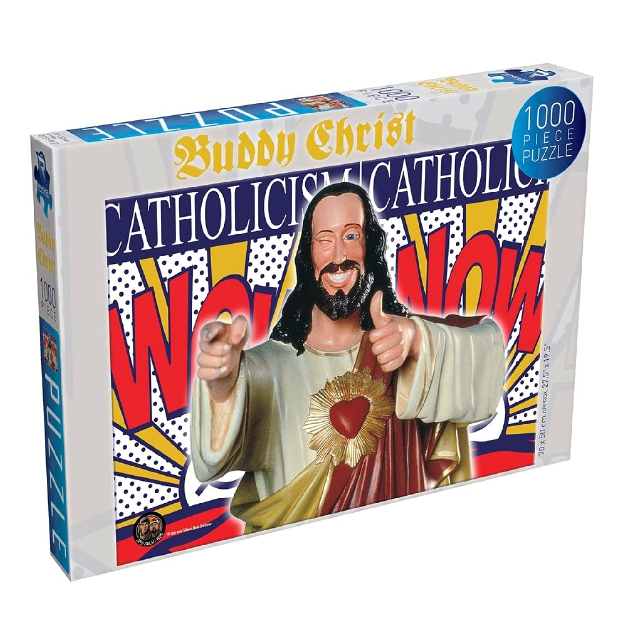Renegade Game Studios Jigsaw Puzzle - Buddy Christ, 1000 Pieces, Poster Included, Linen Finish, Features The Uplifting Buddy Christ From Kevin Smiths Dogma.