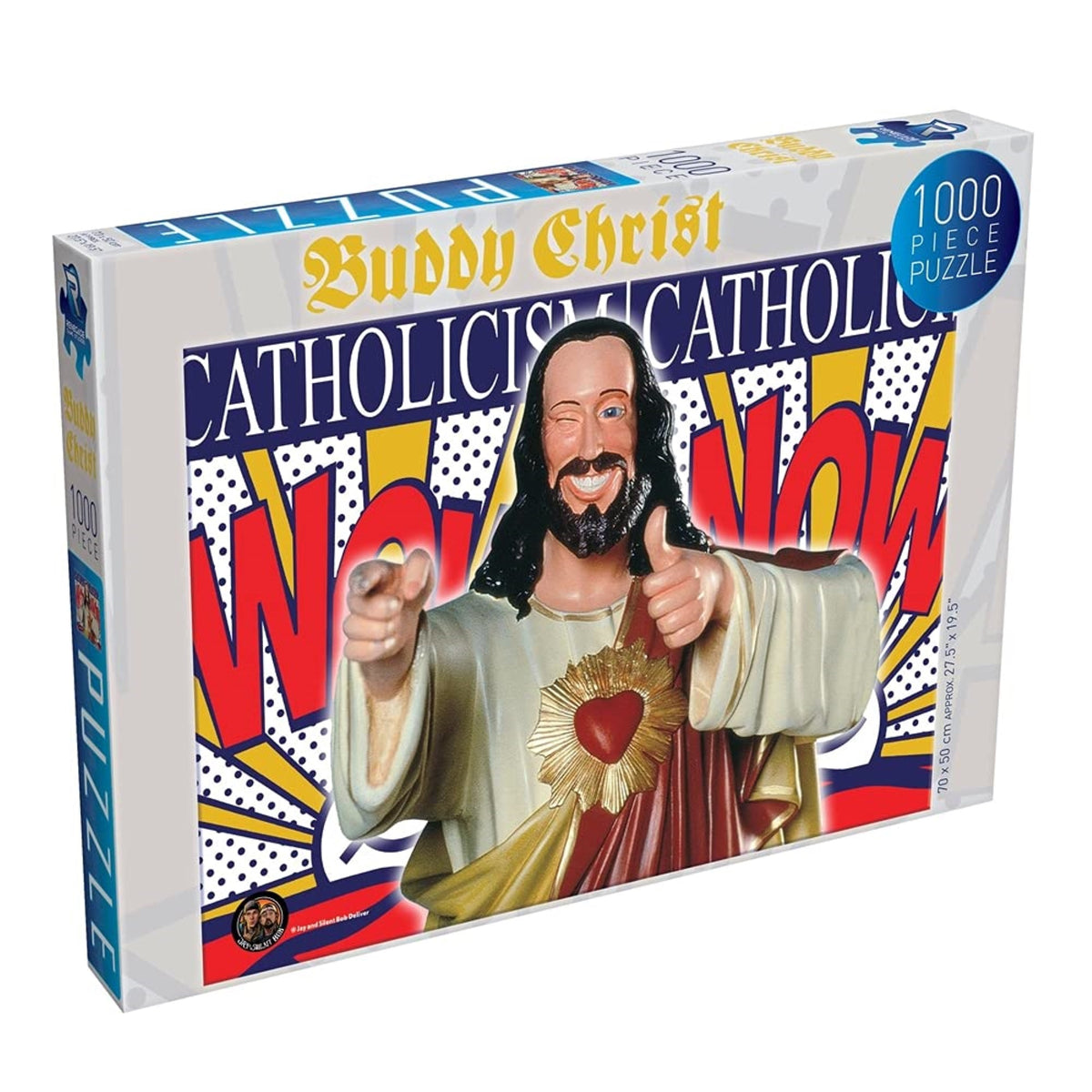 Renegade Game Studios Jigsaw Puzzle - Buddy Christ, 1000 Pieces, Poster Included, Linen Finish, Features The Uplifting Buddy Christ From Kevin Smiths Dogma.