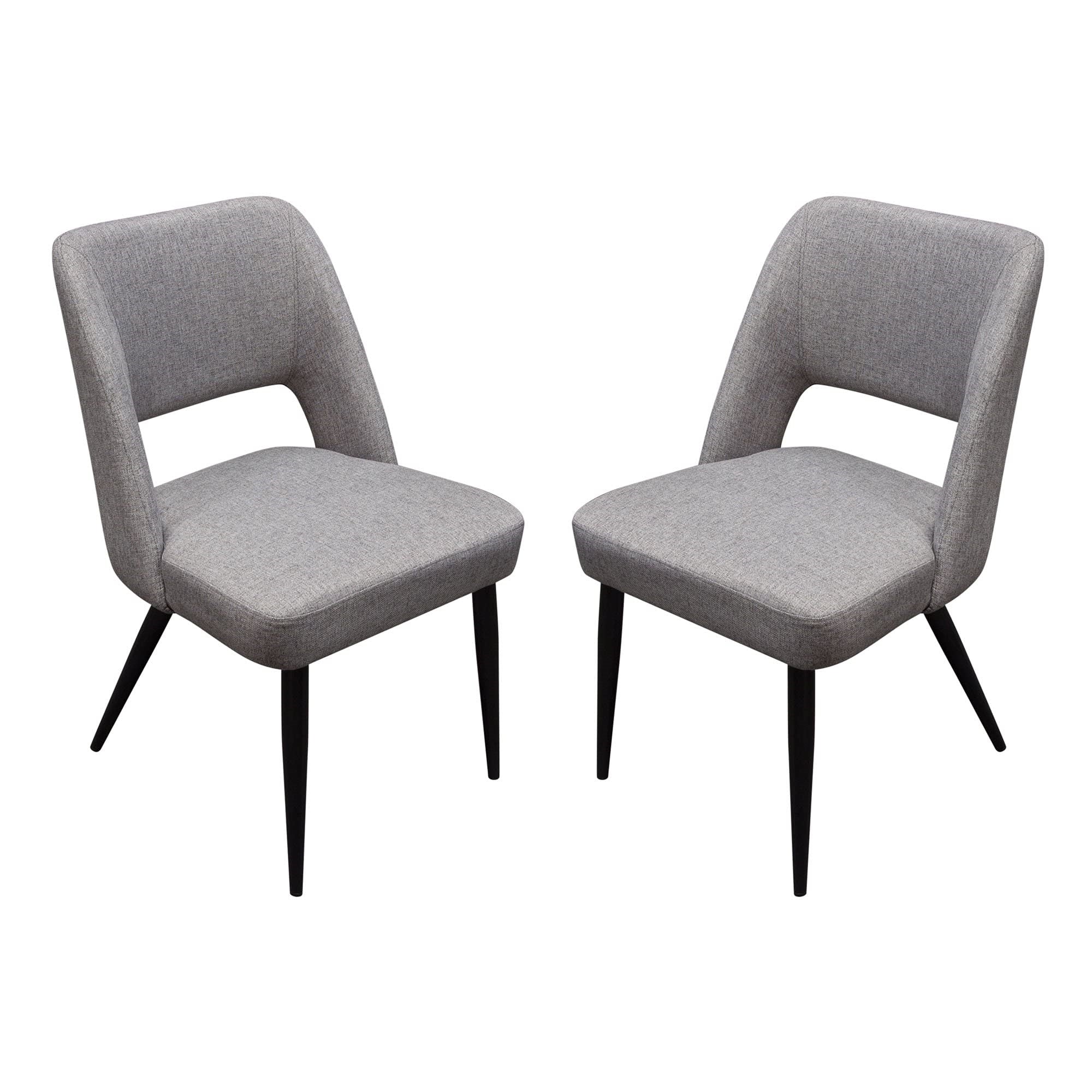 Set Of (2) Reveal Dining Chairs In Grey Fabric W/ Black Powder Coat Metal Leg By Diamond Sofa
