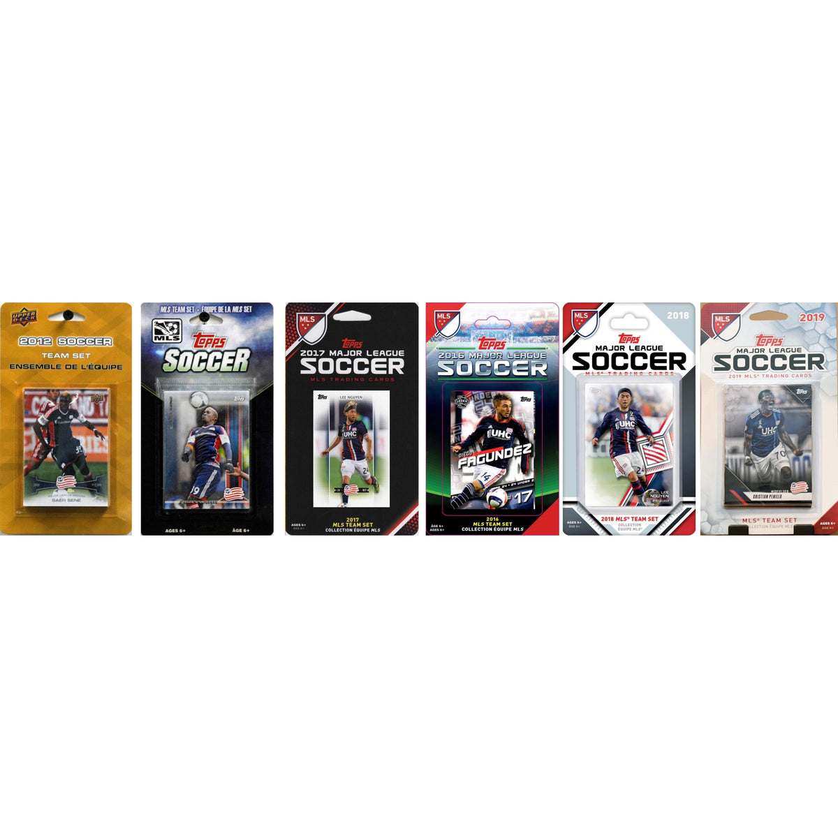 Mls New England Revolution 6 Different Licensed Trading Card Team Sets