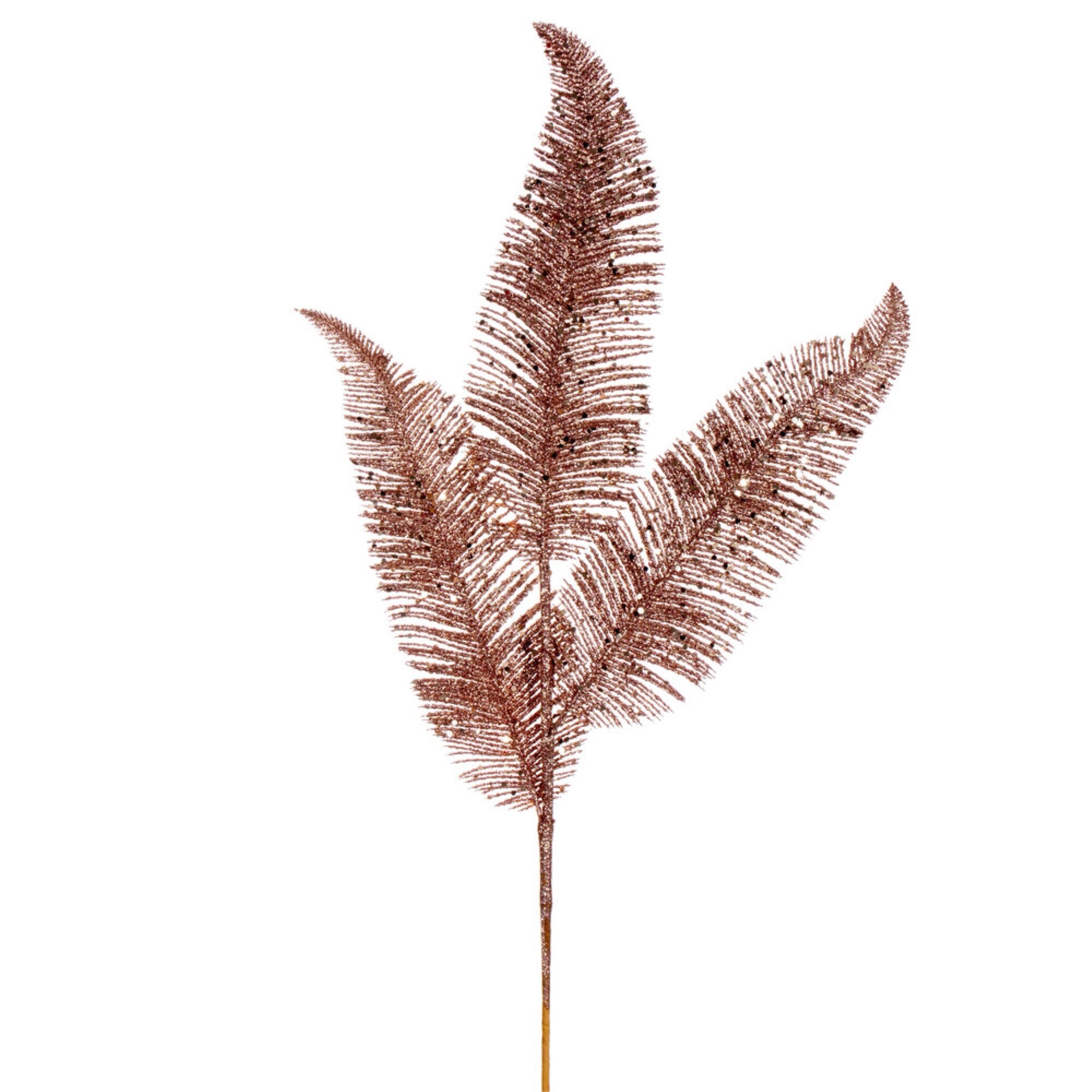 Vickerman 24.5”  Latte Feather Fern Glitter Spray, 6 per bag.