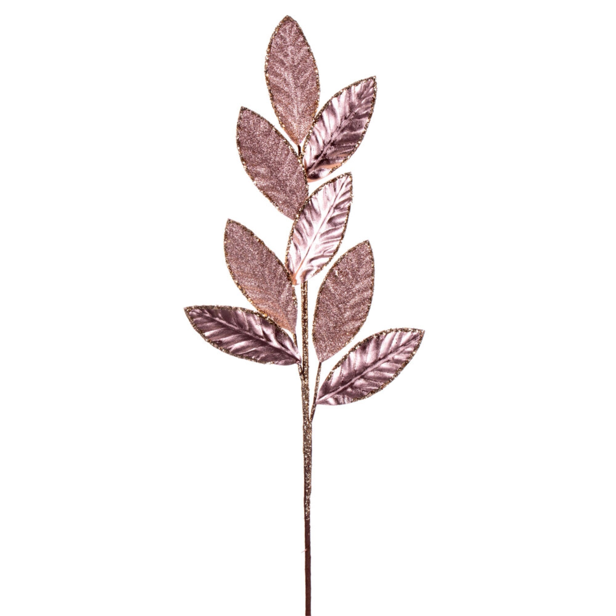 Vickerman 27.5” Rose Gold Metallic Leaf Glitter Spray 3 per bag.