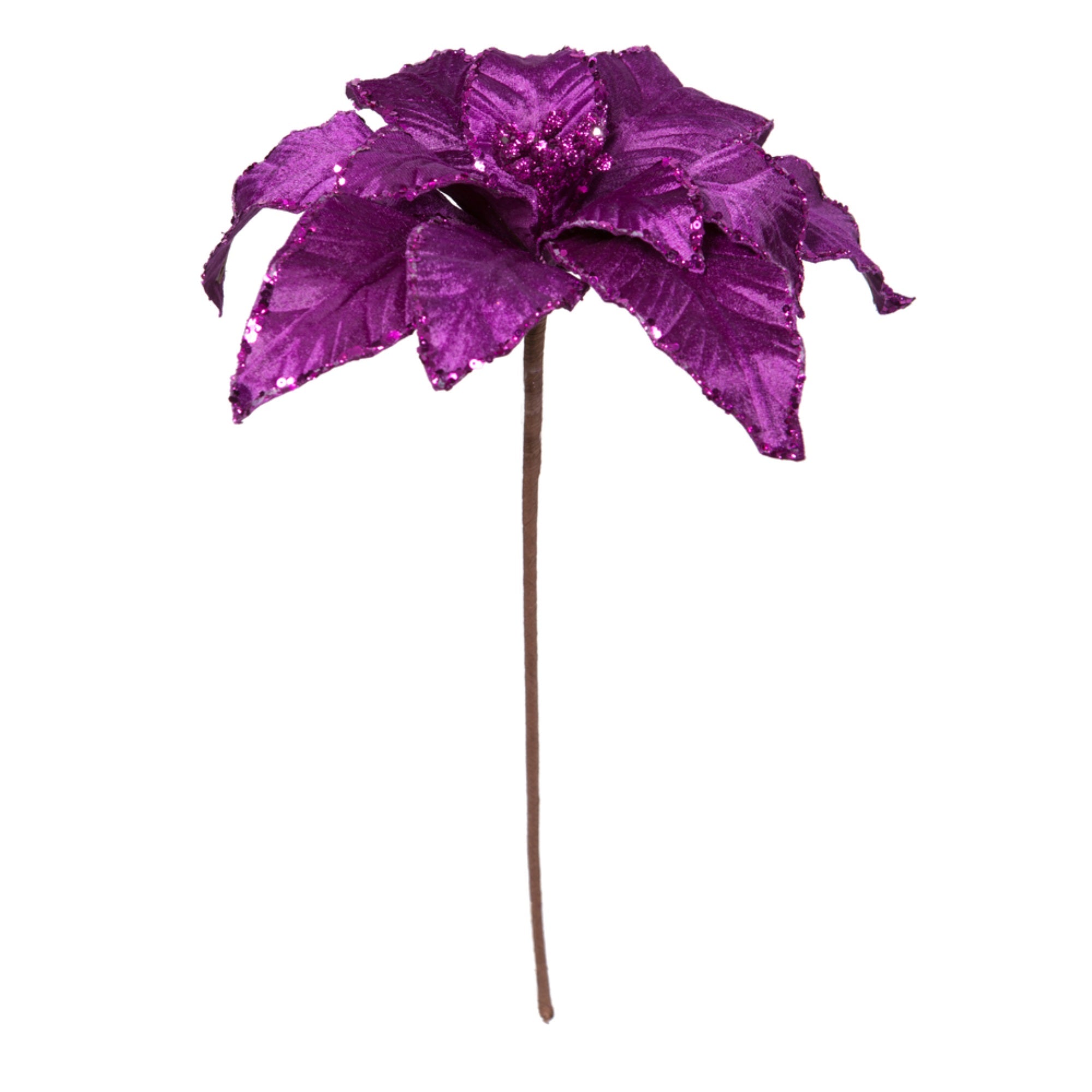 Vickerman 24” Purple Velvet Sequin Trim Poinsettia 3 per bag.