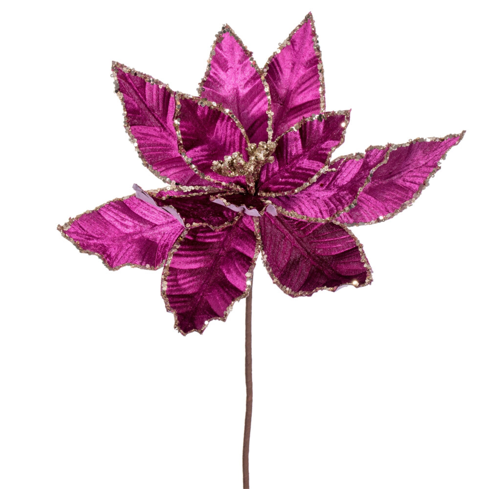 Vickerman 24” Purple Velvet Sequin Trim Poinsettia 3 per bag.
