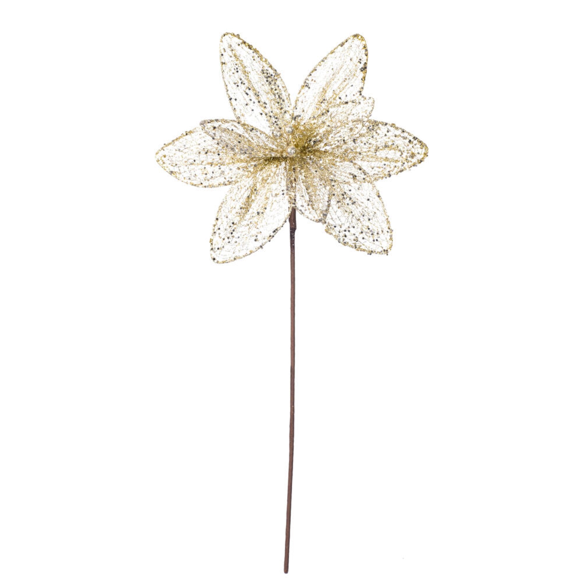Vickerman 24” Champagne Mesh Glitter Sequin Poinsettia 2 per bag.