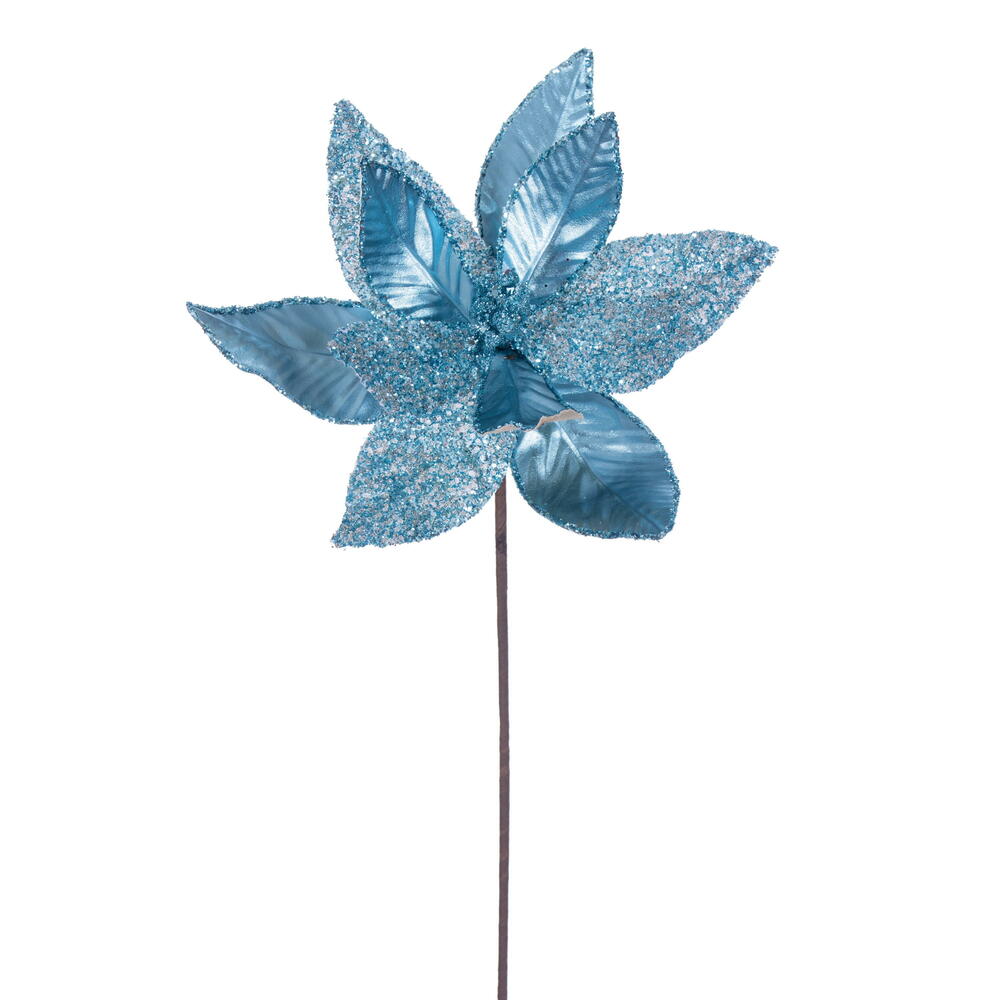21.5” Turquoise Poinsettia 11” Flwr 6/Bg
