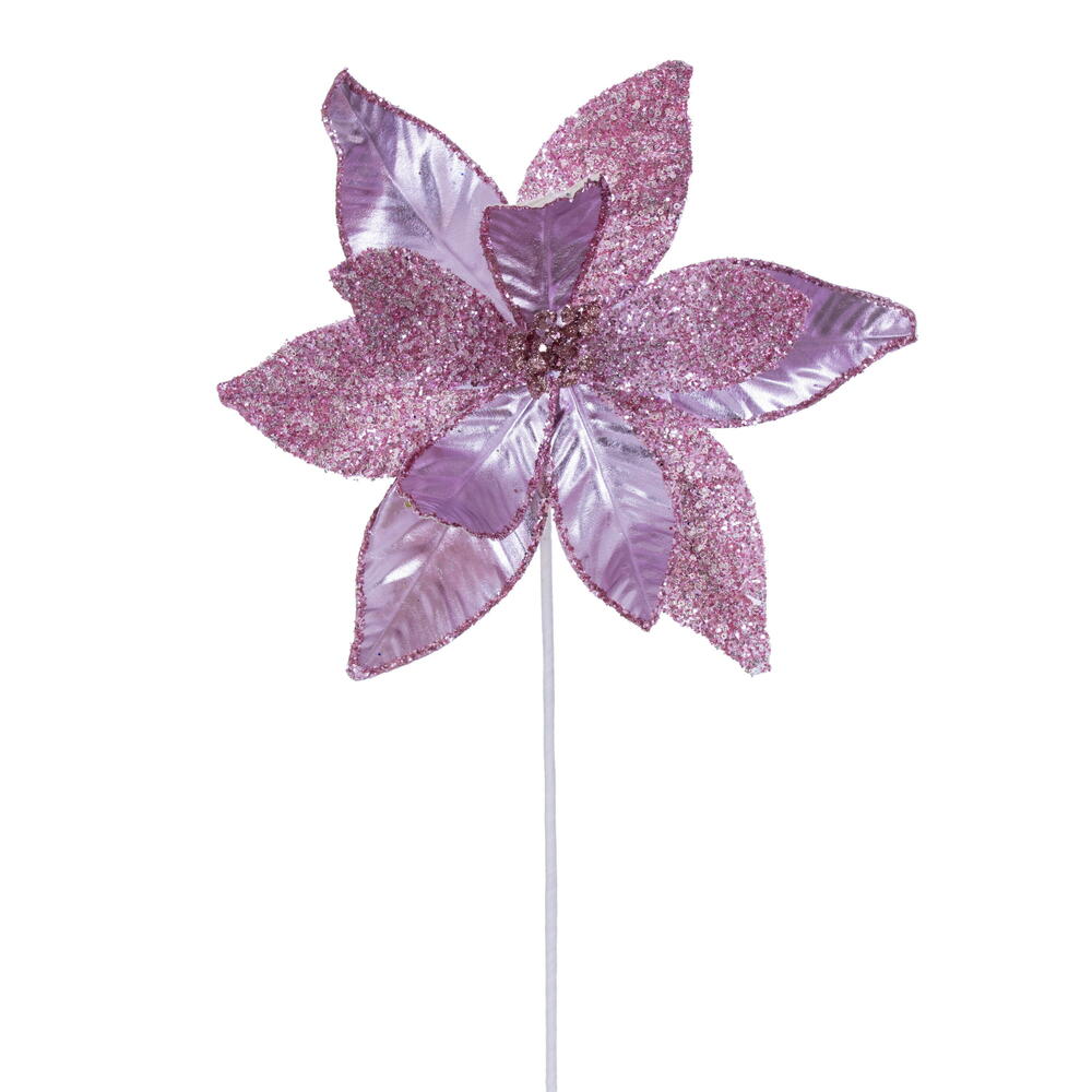 21.5” Pink Poinsettia 11” Flower 6/Bag