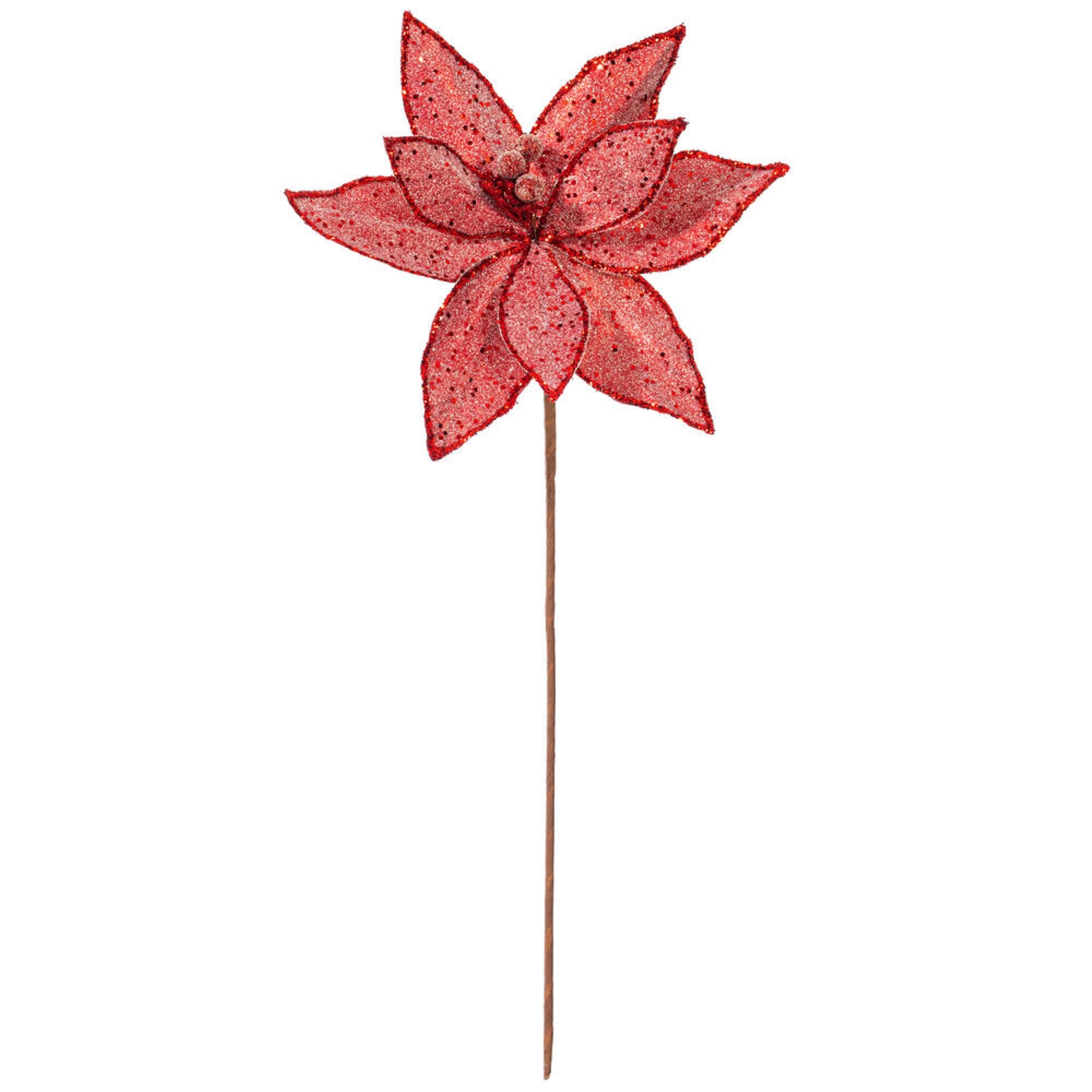 Vickerman 21.5” Red Sequin Poinsettia, includes 6 pieces per bag