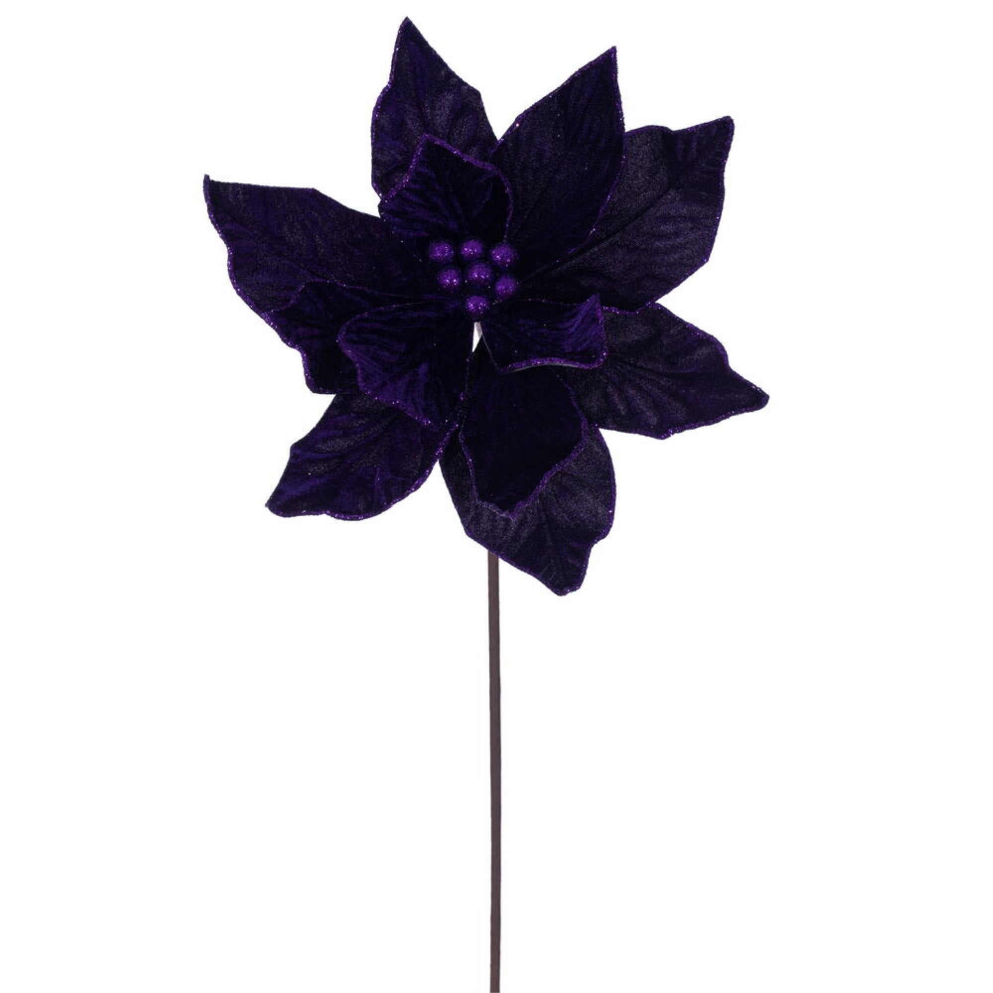 Vickerman 21.5” Plum Poinsettia Stem, includes 6 pieces per bag