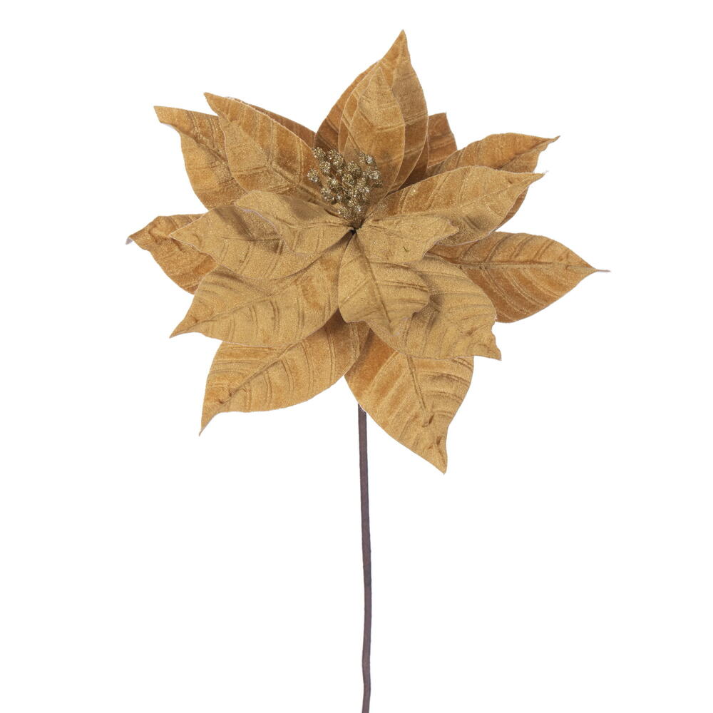 21.5″ Gold Poinsettia 12″ Flower 6/Bag
