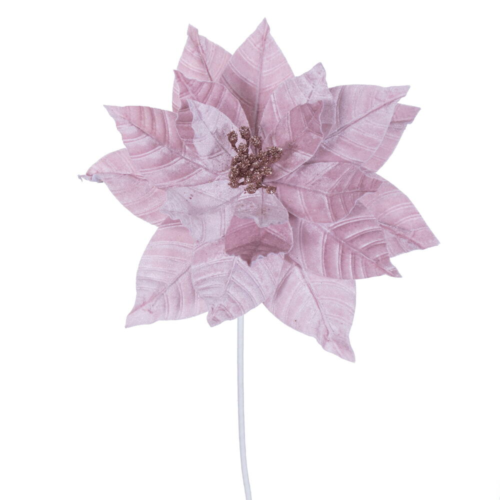 21.5” Pink Poinsettia 12” Flower 6/Bag