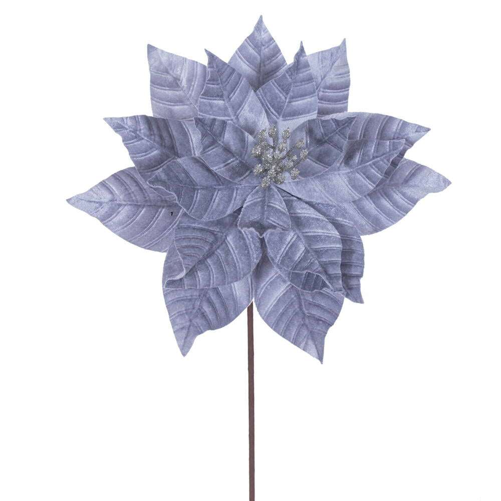 21.5” Pewter Poinsettia 12” Flower 6/Bag