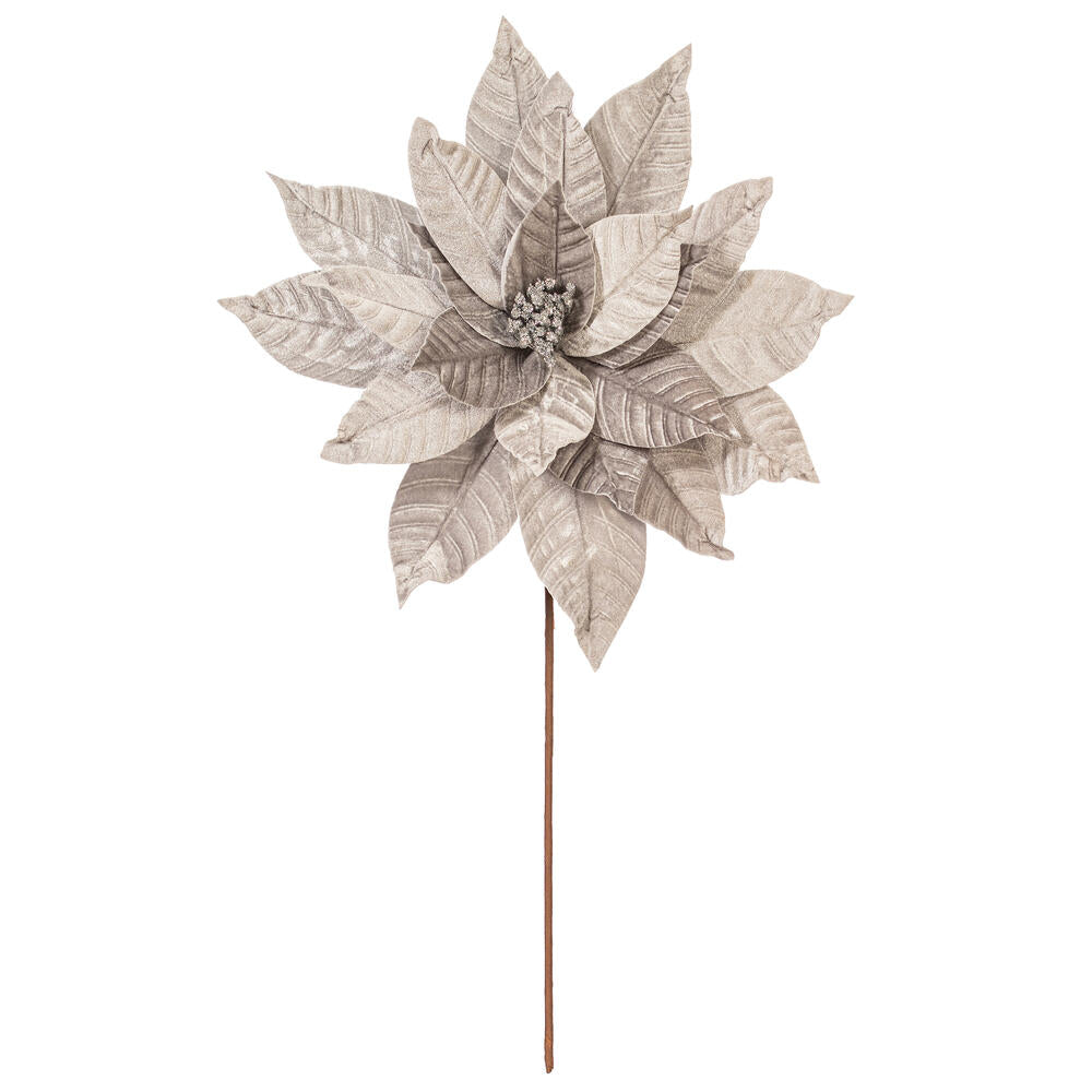 21.5” Silver Poinsettia 18” Flower 2/Bag
