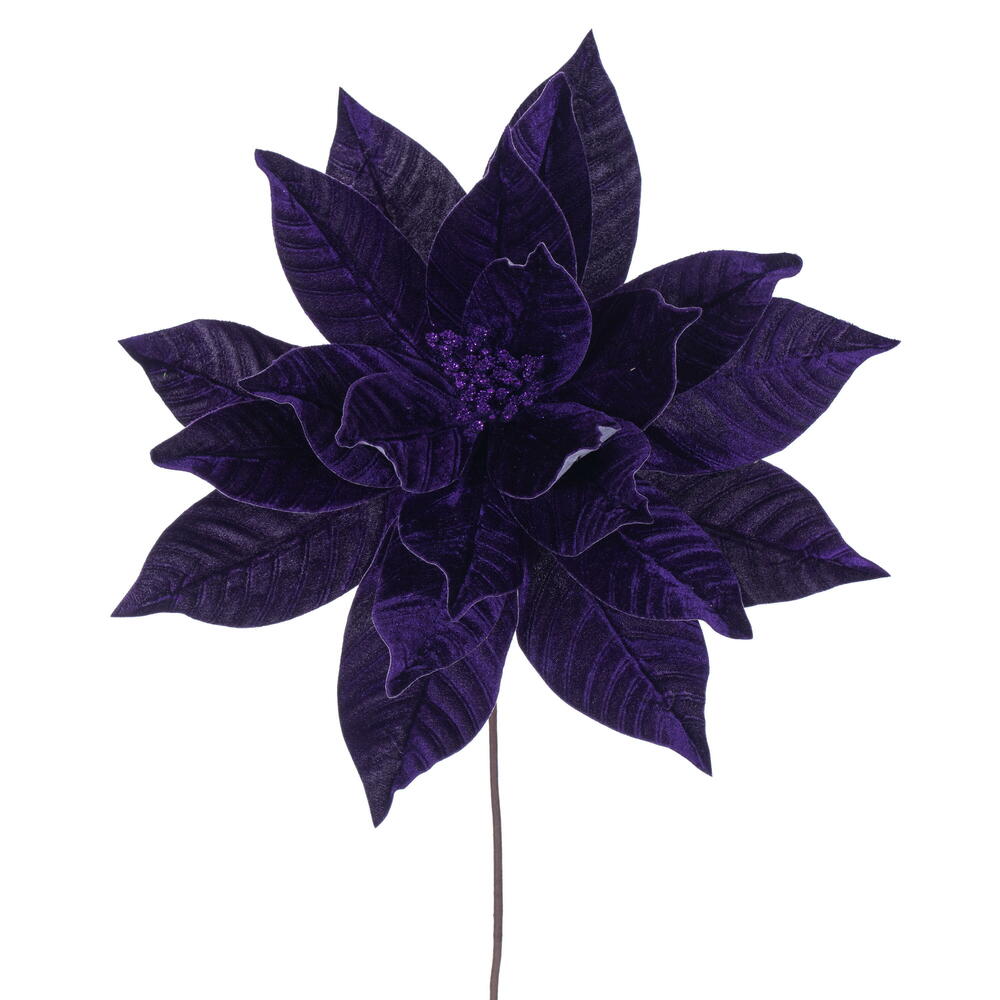 21.5” Plum Poinsettia 18” Flower 2/Bag