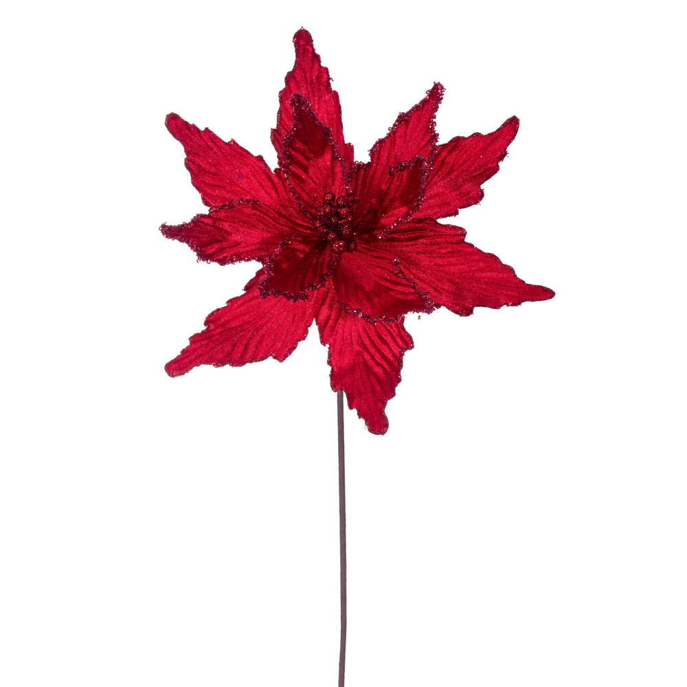 21.5″ Red Poinsettia 12″ Flower 6/Bag