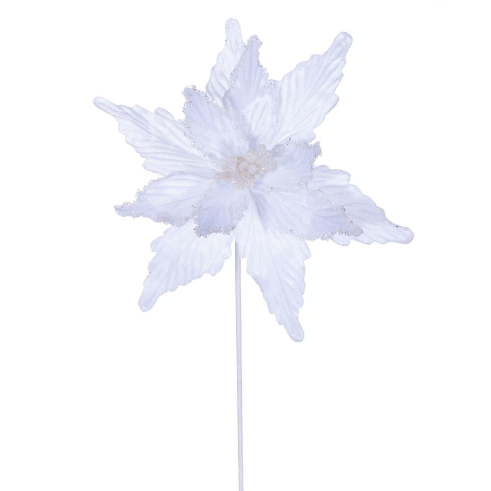 21.5″ White Poinsettia 12″ Flower 6/Bag