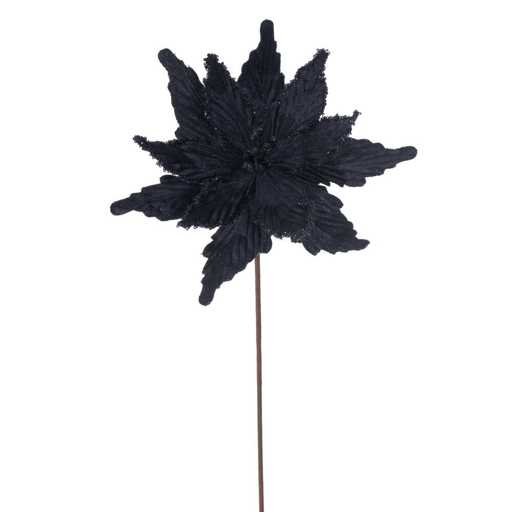 21.5″ Black Poinsettia 12″ Flower 6/Bag