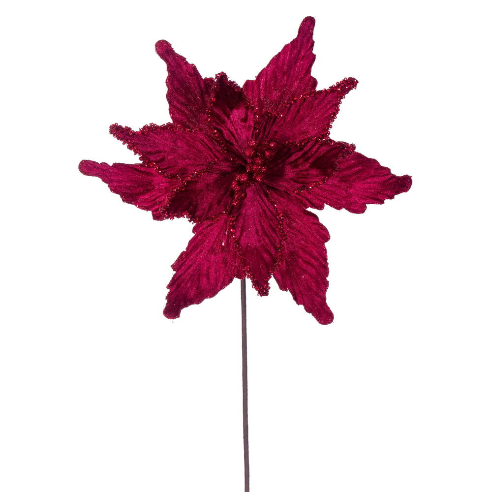 21.5″ Burgundy Poinsettia 12″ Flwr 6/Bag