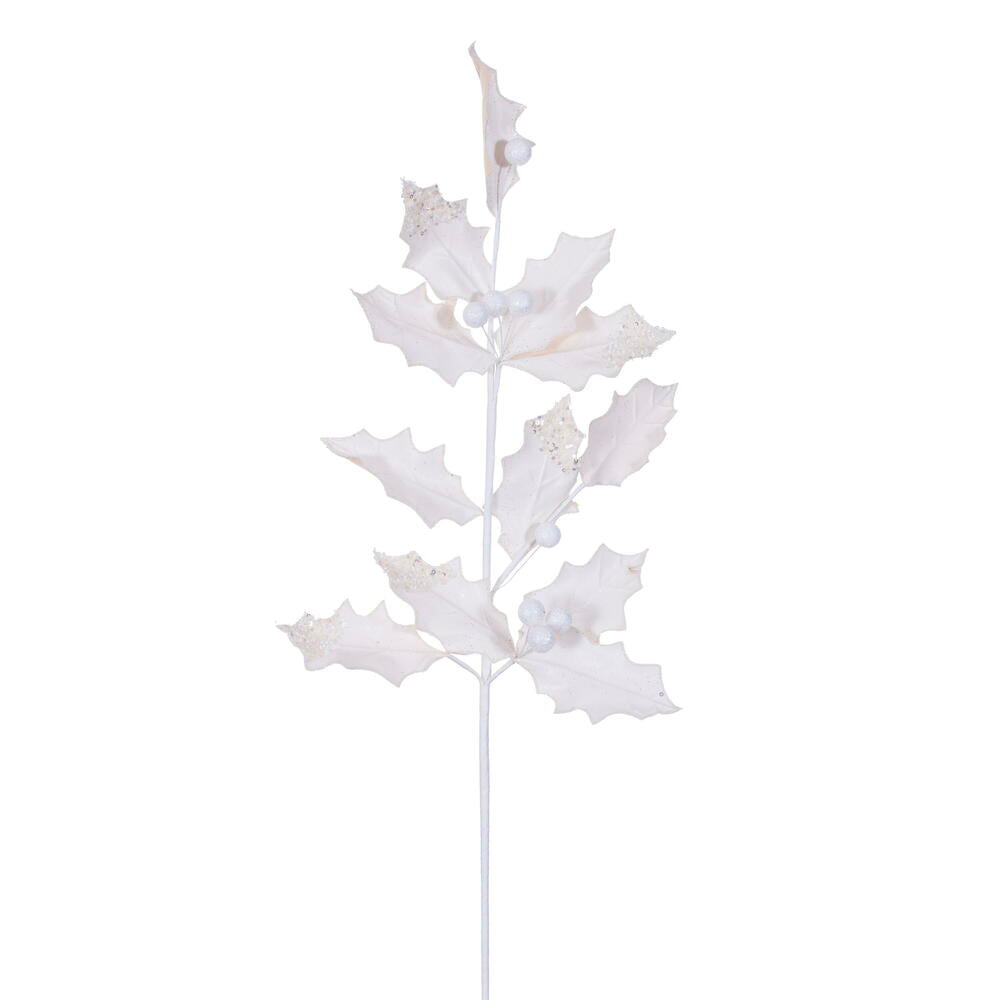 28” White Holly Leaf Spray 6/Bag