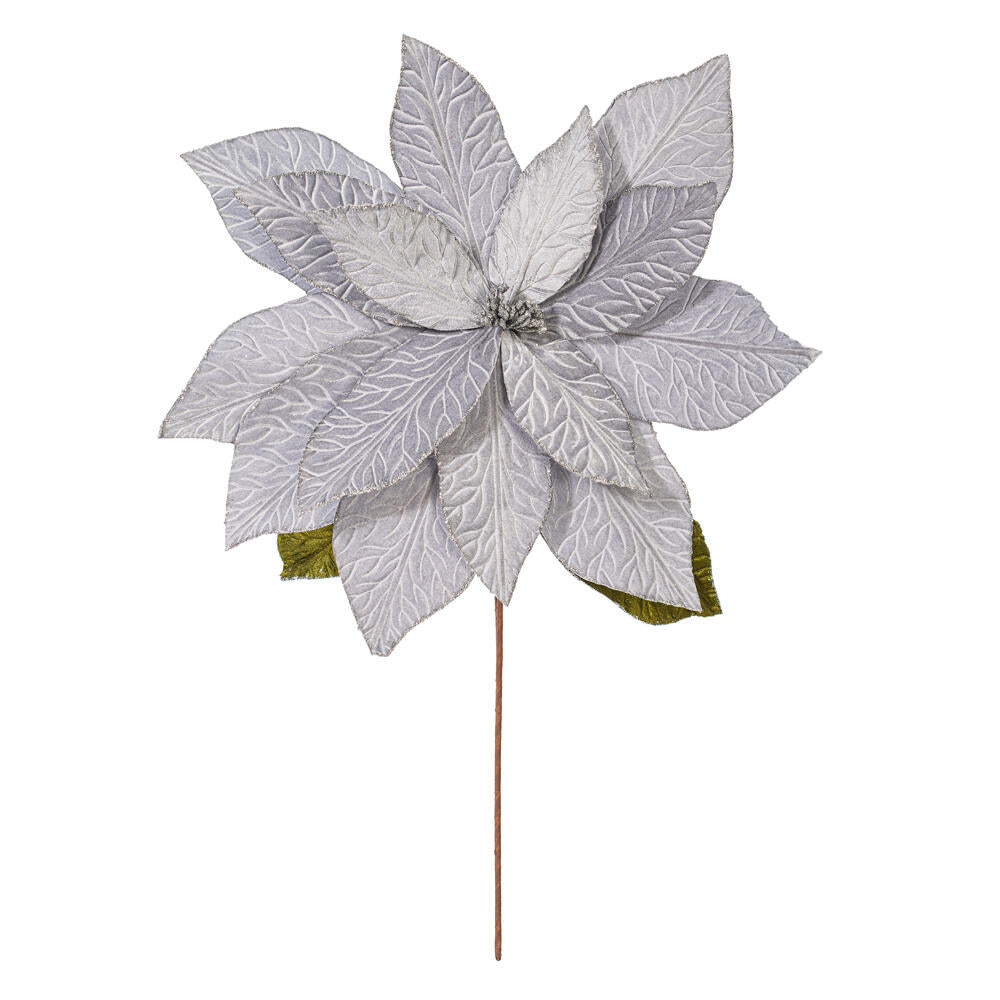 27.5” Silver Poinsettia 24” Flower 2/Bag