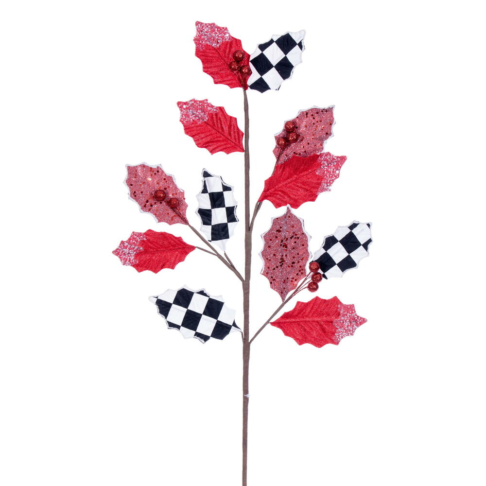 26” Red/White/Black Leaf Spray 4/Bg