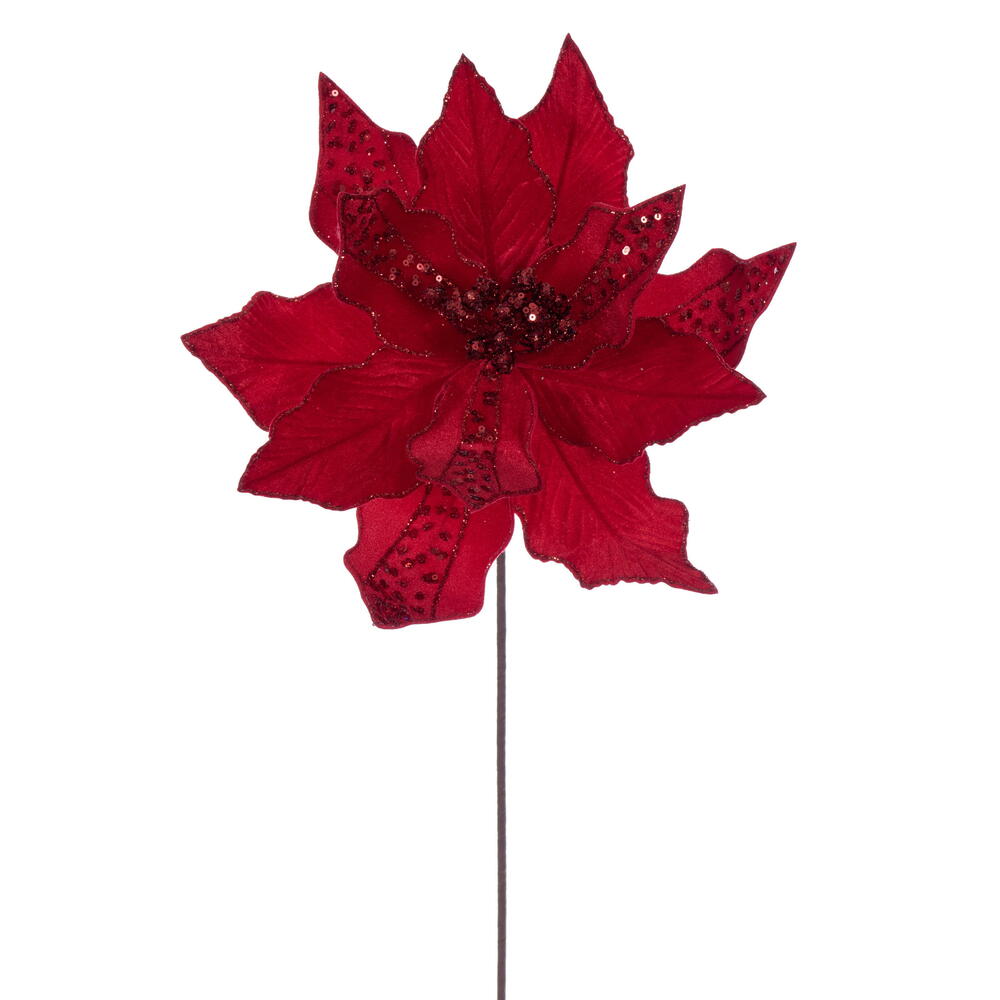 20” Red Velvet Striped 10” Flower 3/Bag