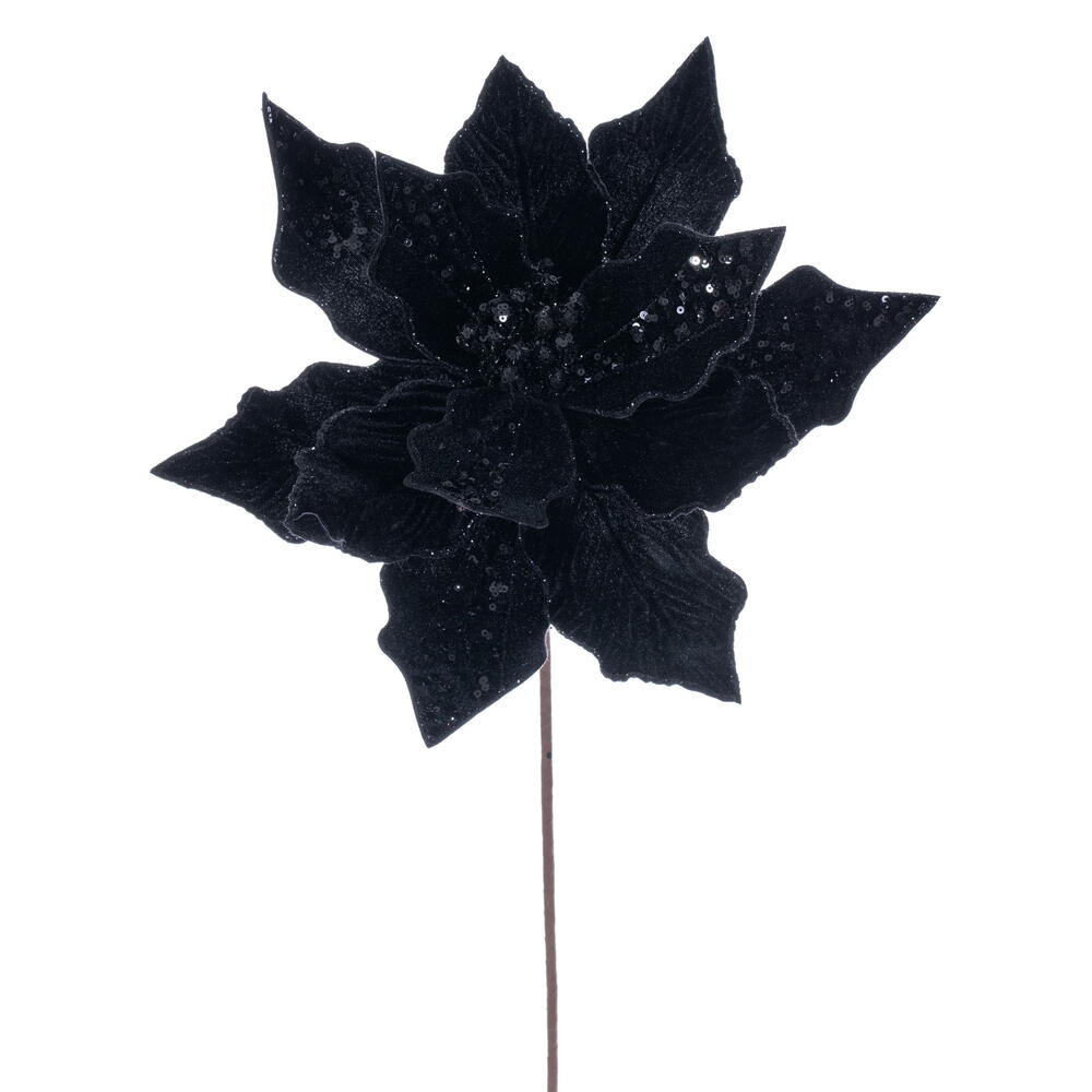 20” Black Velvet Striped 10” Flower 3/Bg