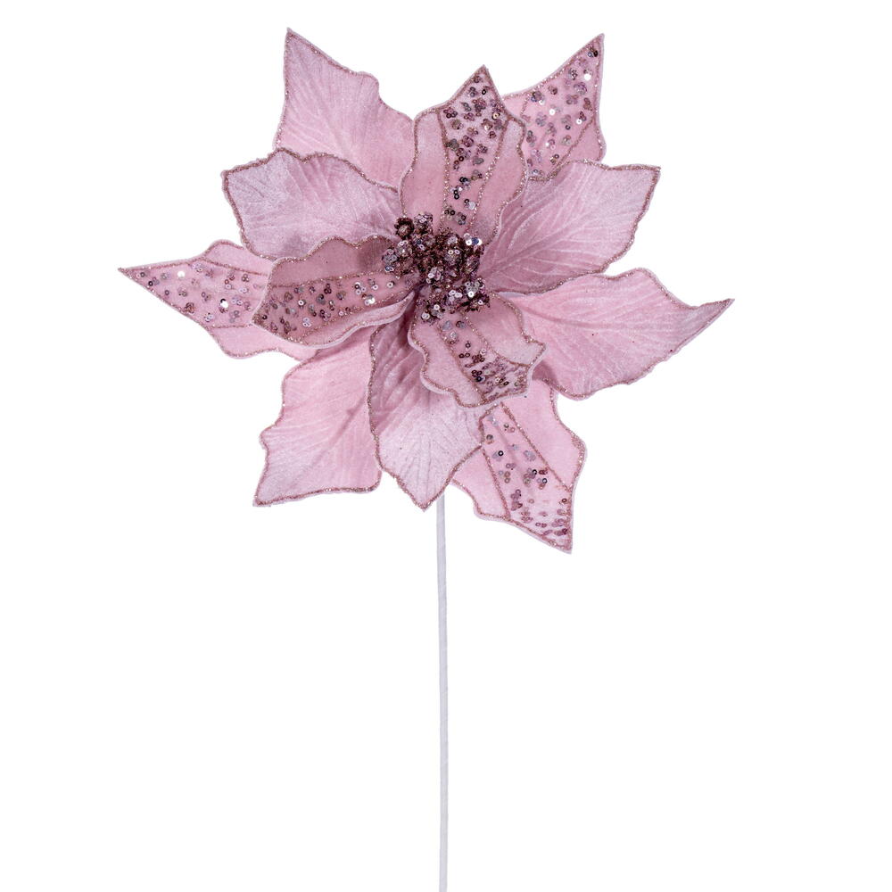 20” Pink Velvet Striped 10” Flower 3/Bag