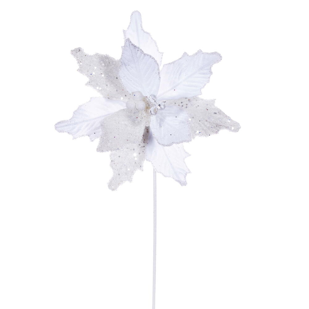 20” White Velvet Sugar 11.5” Flower 3/Bg