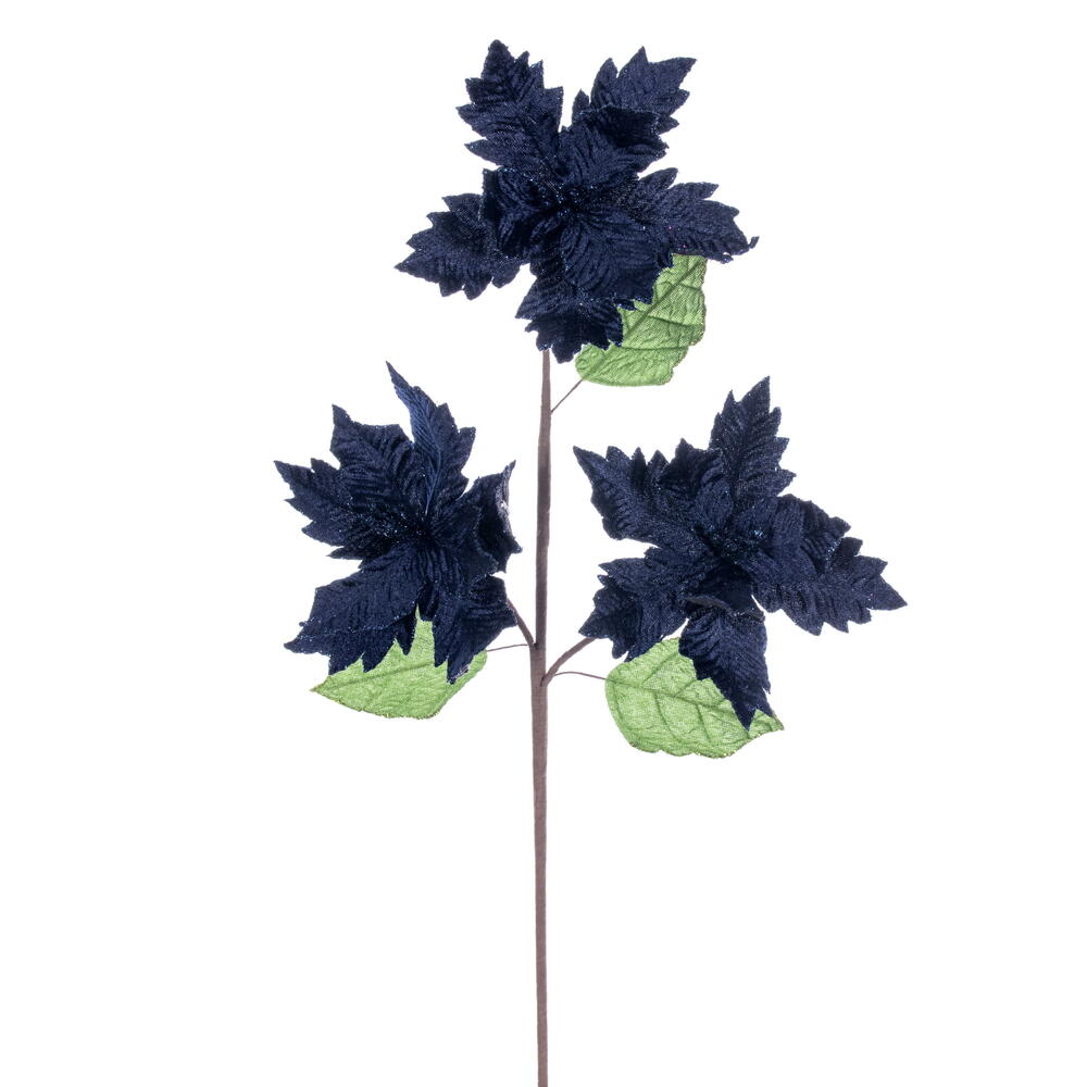 26” Midnight Blue Velvet 6” Flower 3/Bag