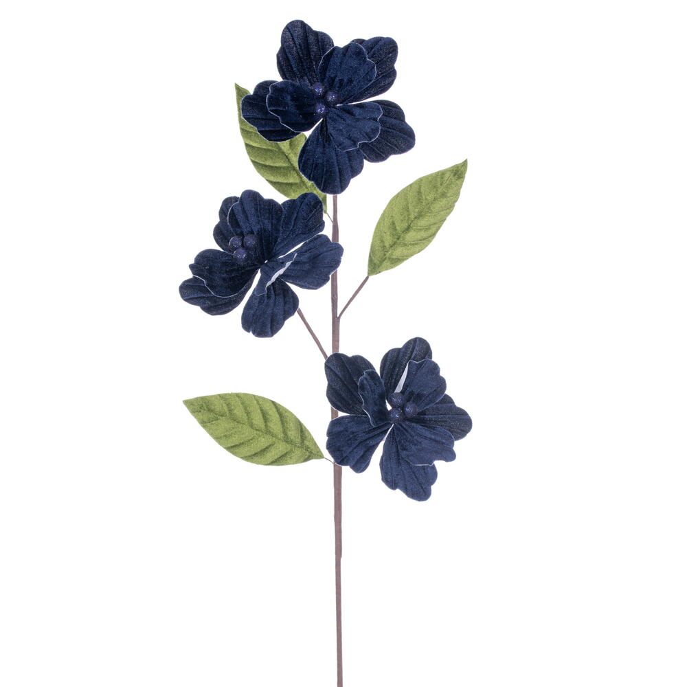 28” Midnight Blue Velvet Tri 6” Flw 3/Bg