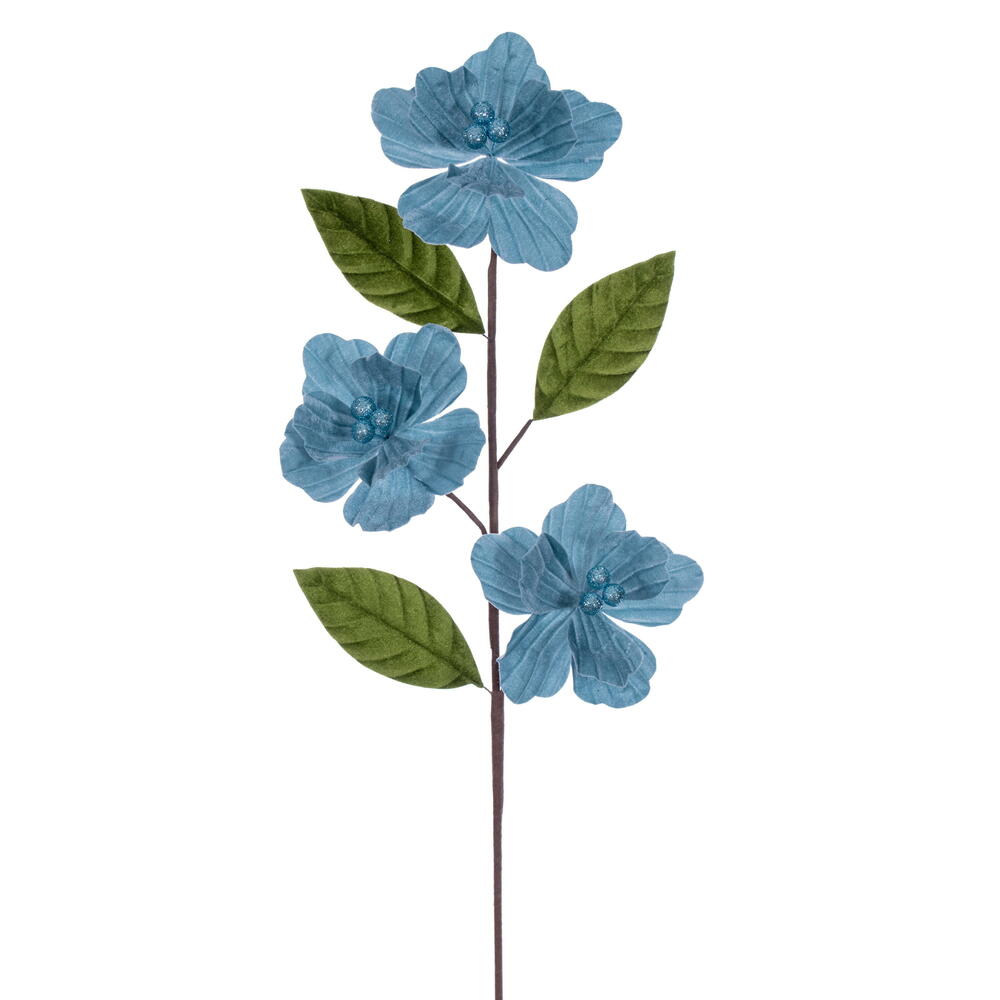 28” Baby Blue Velvet Trio 6” Flower 3/Bg