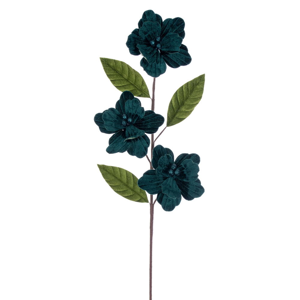 28” Midnight Green Velvet 6” Flower 3/Bg