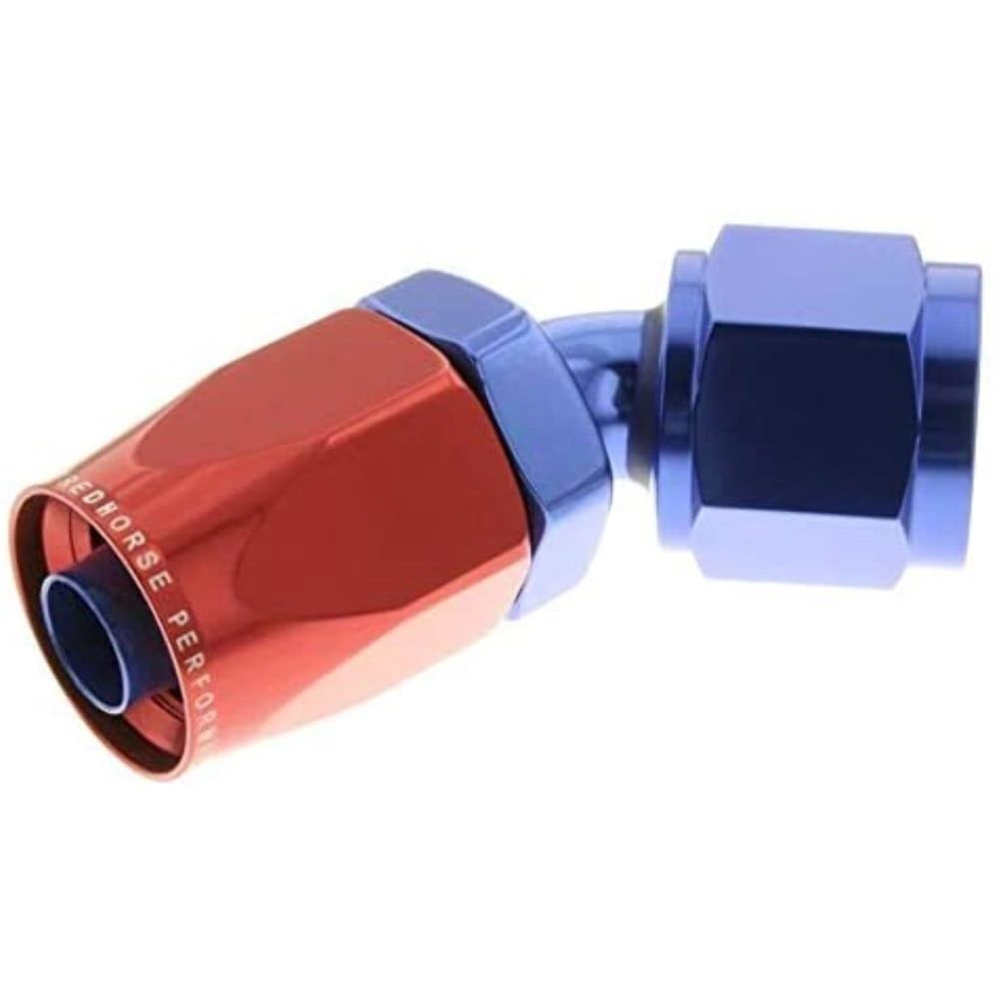 Red Horse Performance 6045-06-1-06 45 Degree Female Aluminum Hose End - Red&Blue