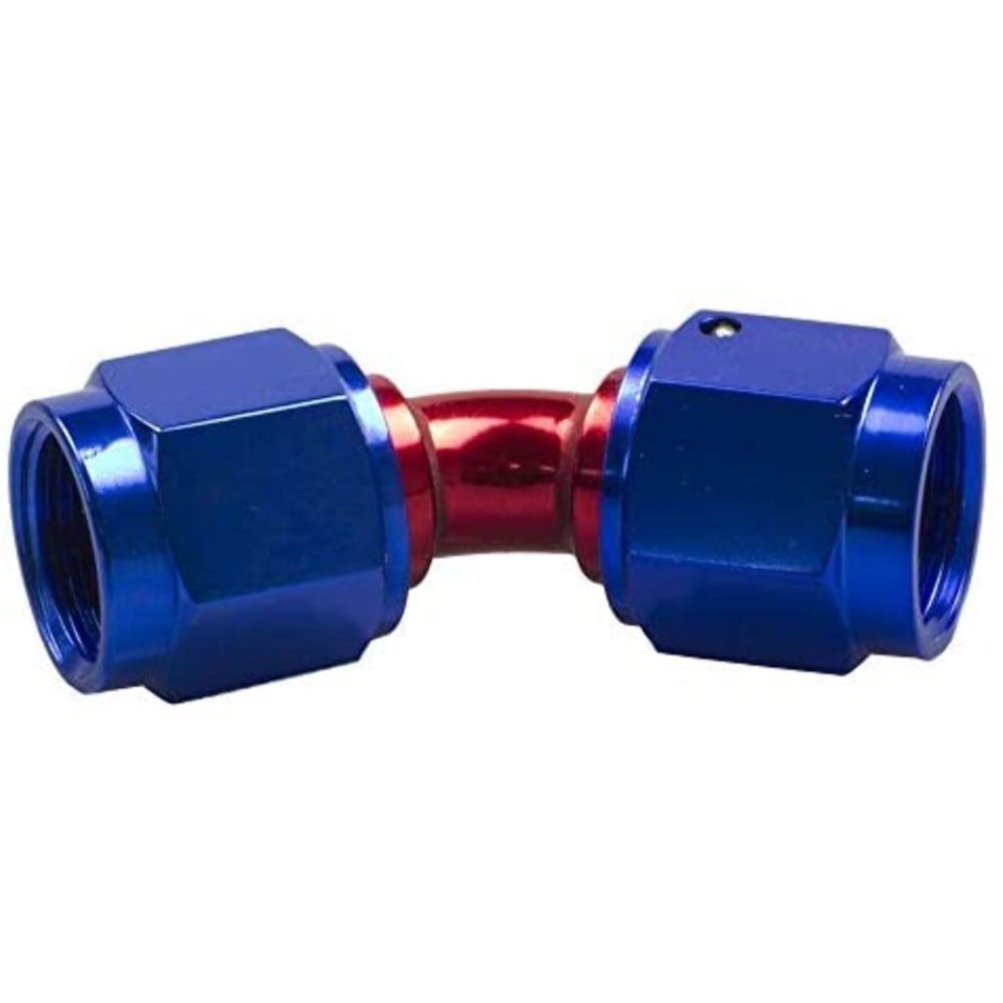 Red Horse Performance 8145-08-1-08 Female To Female An/Jic Flare Swivel Coupling -45 Degree - Red&Blue