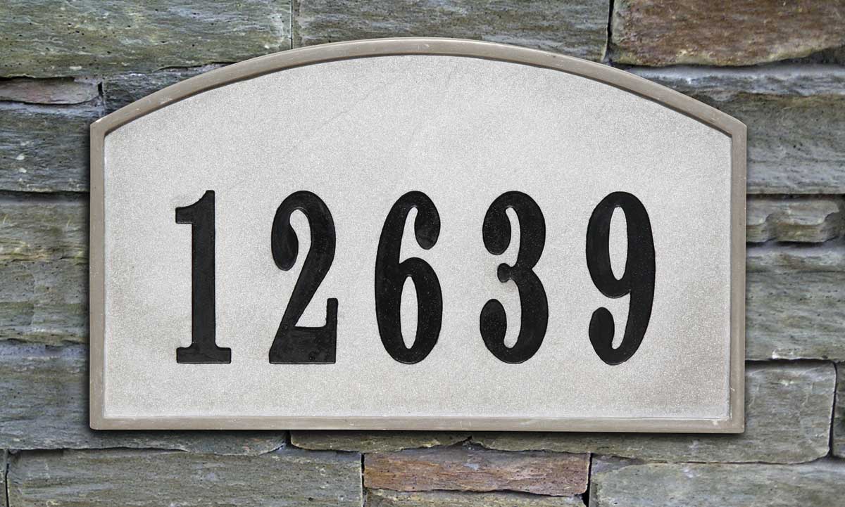 Riviera Arch Crushed Stone Address Plaque In Slate Color