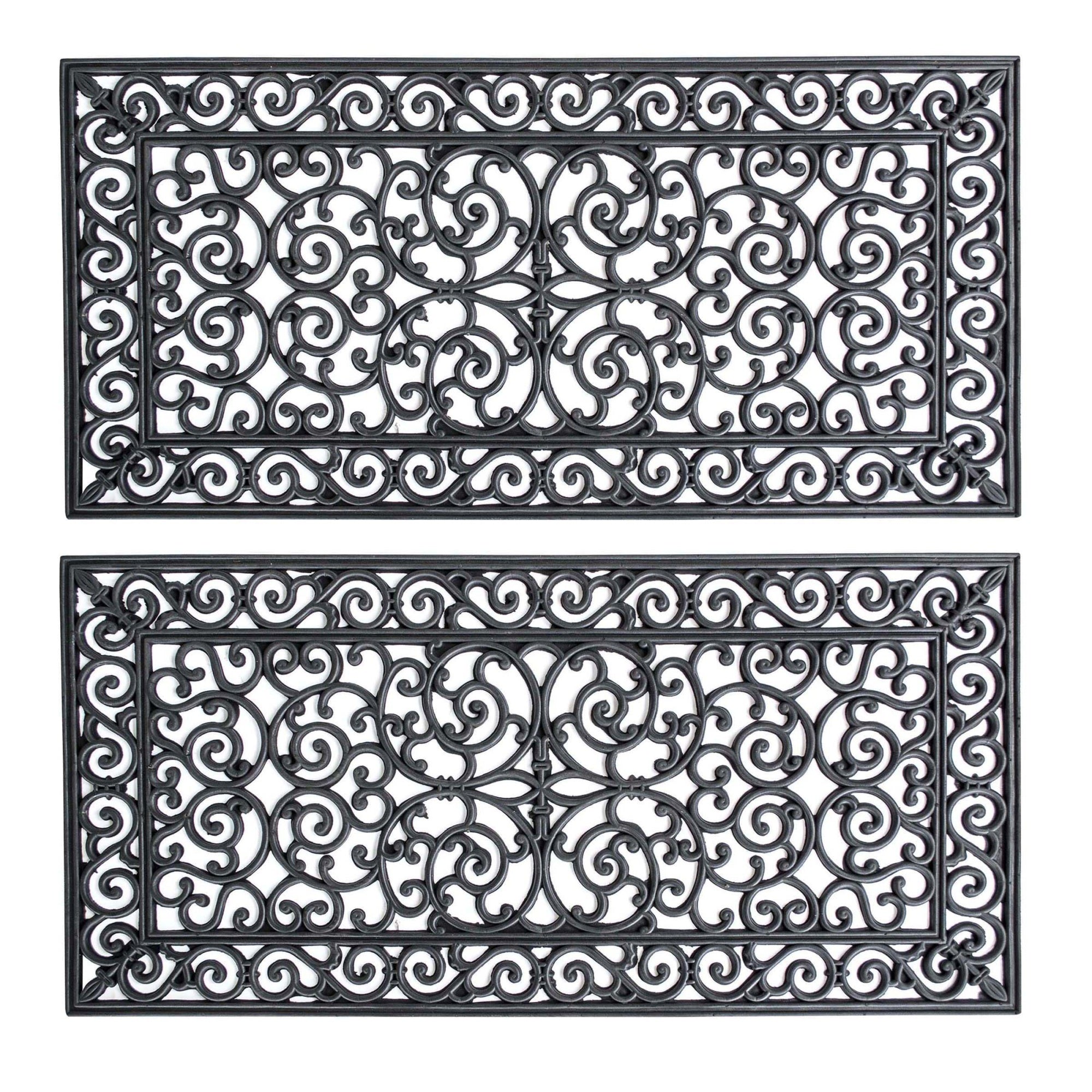 4 Ft X 2 Ft Decorative Scrollwork Entryway Rubber Door Mat - 2 Pack