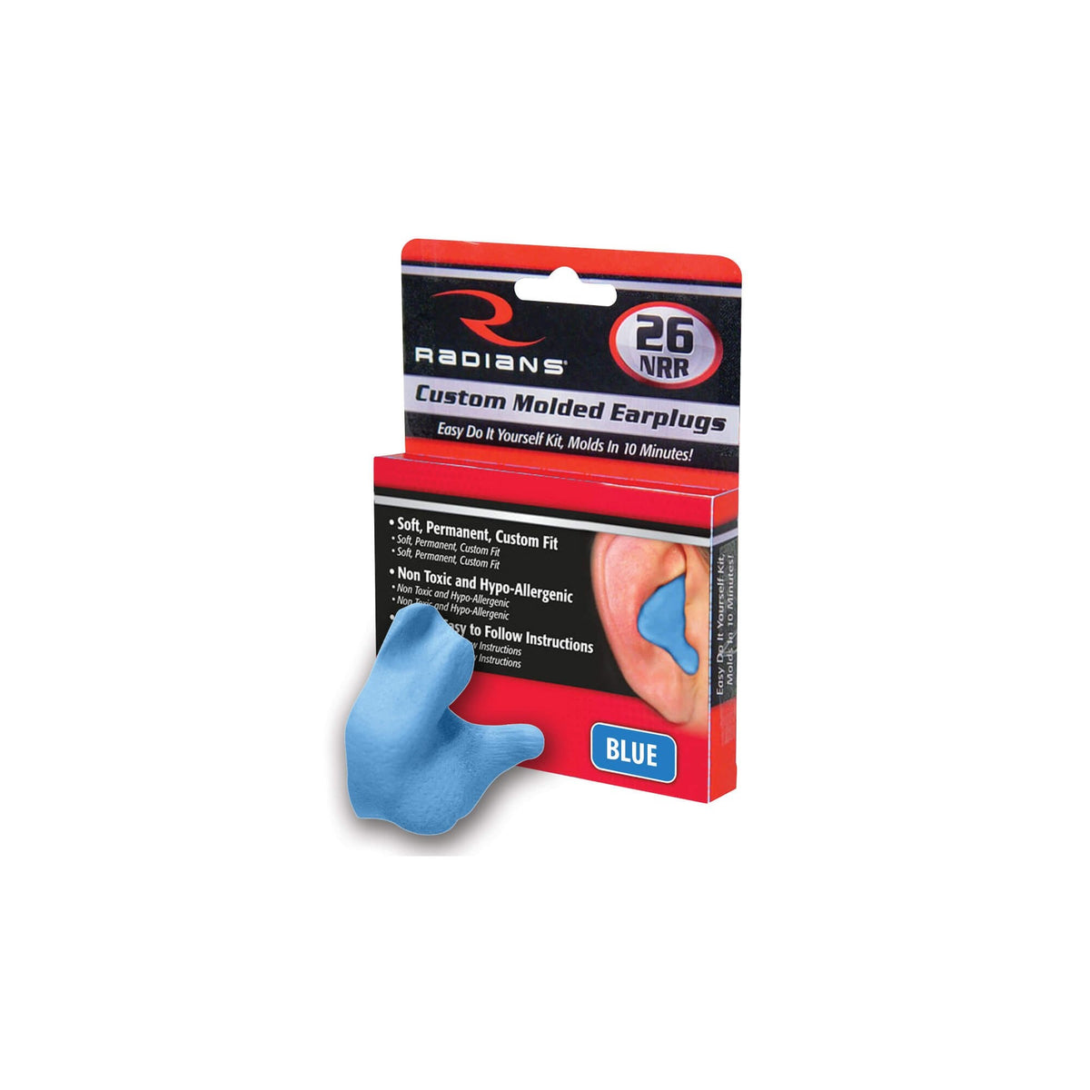 Radians Cep002-B Custom Molded Earplugs Retail Box W/ Blue Plugs, 1 Count (Pack Of 1)