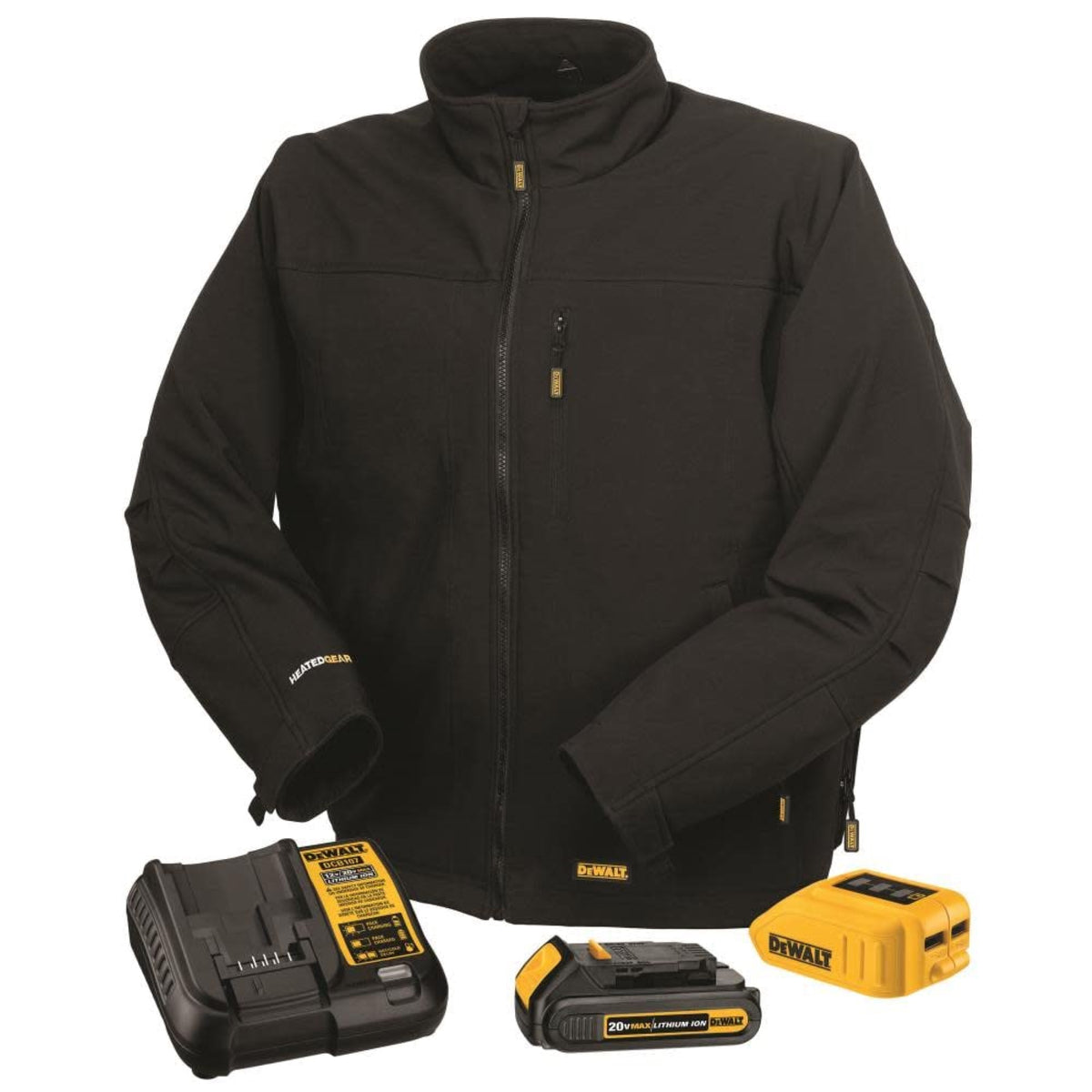 Dewalt Men'S Heated Soft Shell Jacket Kit Black X-Large