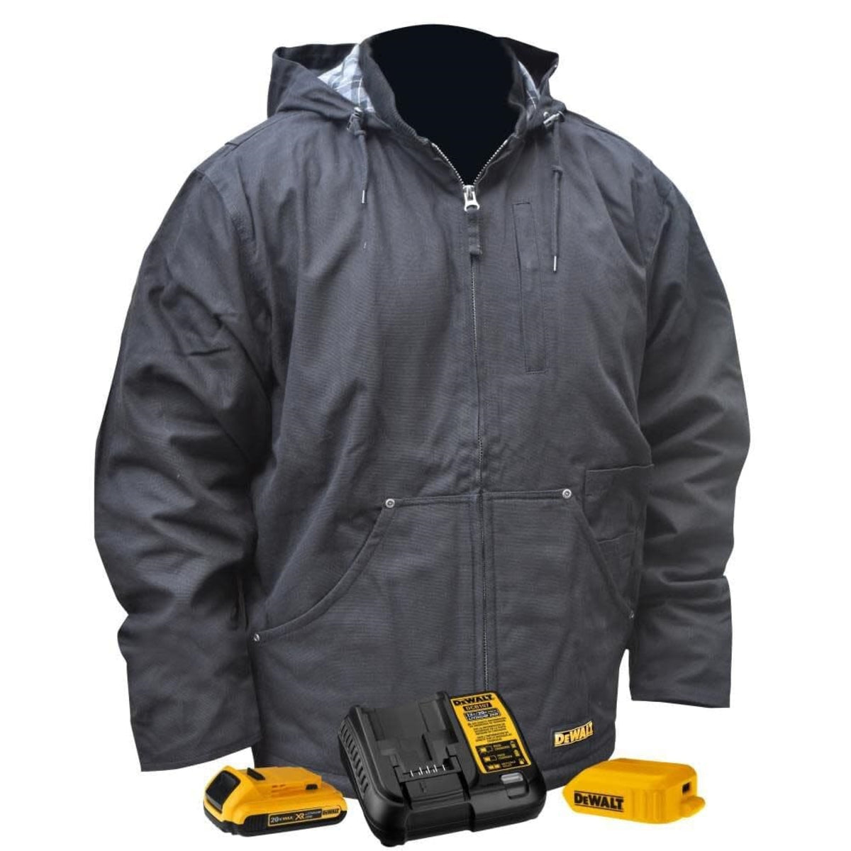 Dewalt Dchj076A Heated Heavy Duty Work Coat Kit With 2.0Ah Battery And Charger, Black (Dchj076Abd1-L)