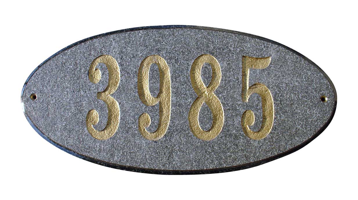 Rockport Oval In Black Natural Stone Color Solid Granite Address Plaque