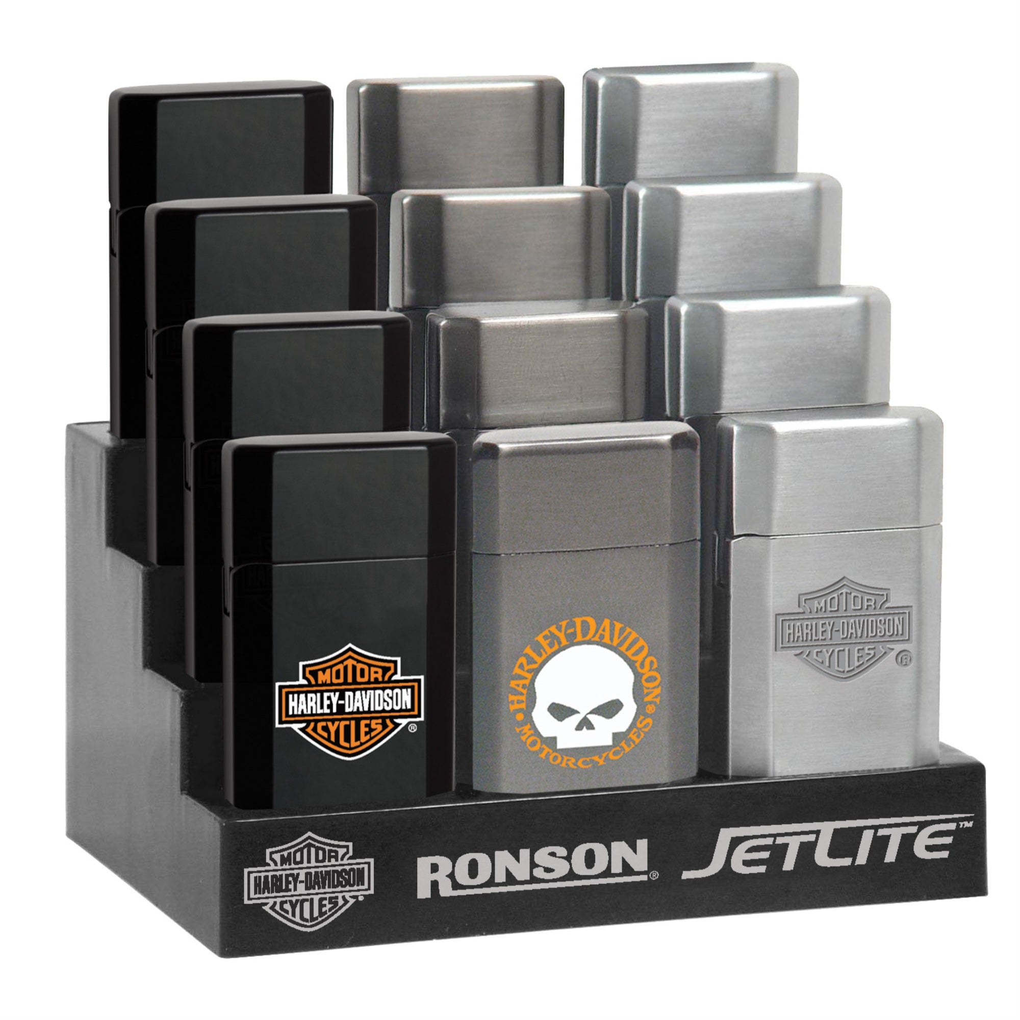 43521 - Ronson Harley Davidson Hd Jetlite Blister Card Assortment 12 Pack