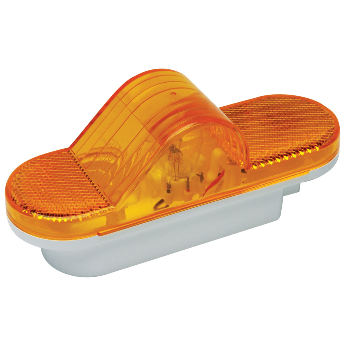 Roadpro Rp-6164A Amber 6.5 Inch X 2.25 Inch Oval Sealed Clearance Light With Dome And 3-Prong Connector