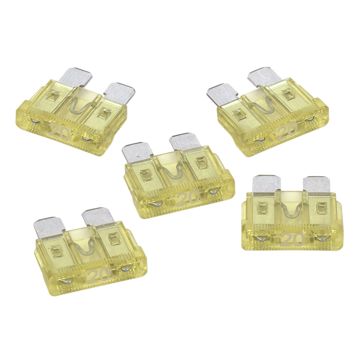 Roadpro Rpato20 20 Amp Ato Fuse-Pack Of 5 20-Amp Auto Fuses 5-Piece Truck Fuse Set Yellow