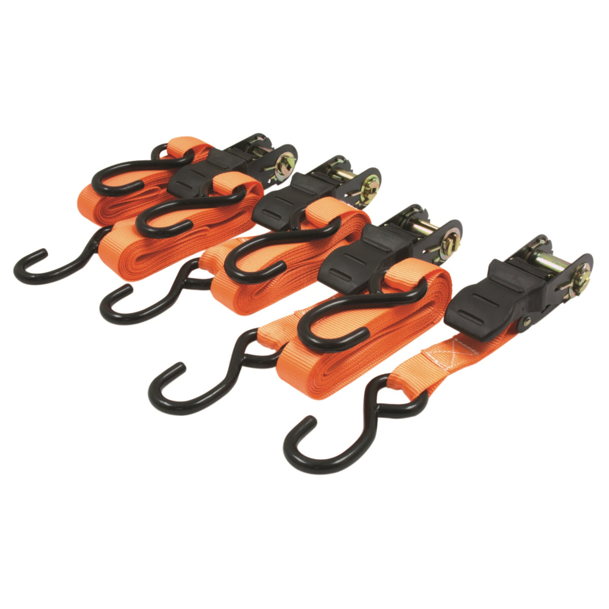 Roadpro Ratchet Tie Downs 15 Ft Rprtd04R Pack Of 4 Straps Heavy Duty 500 Lbs Wll 1500 Lbs Break Strength Essential E Track Accessories Cargo Control